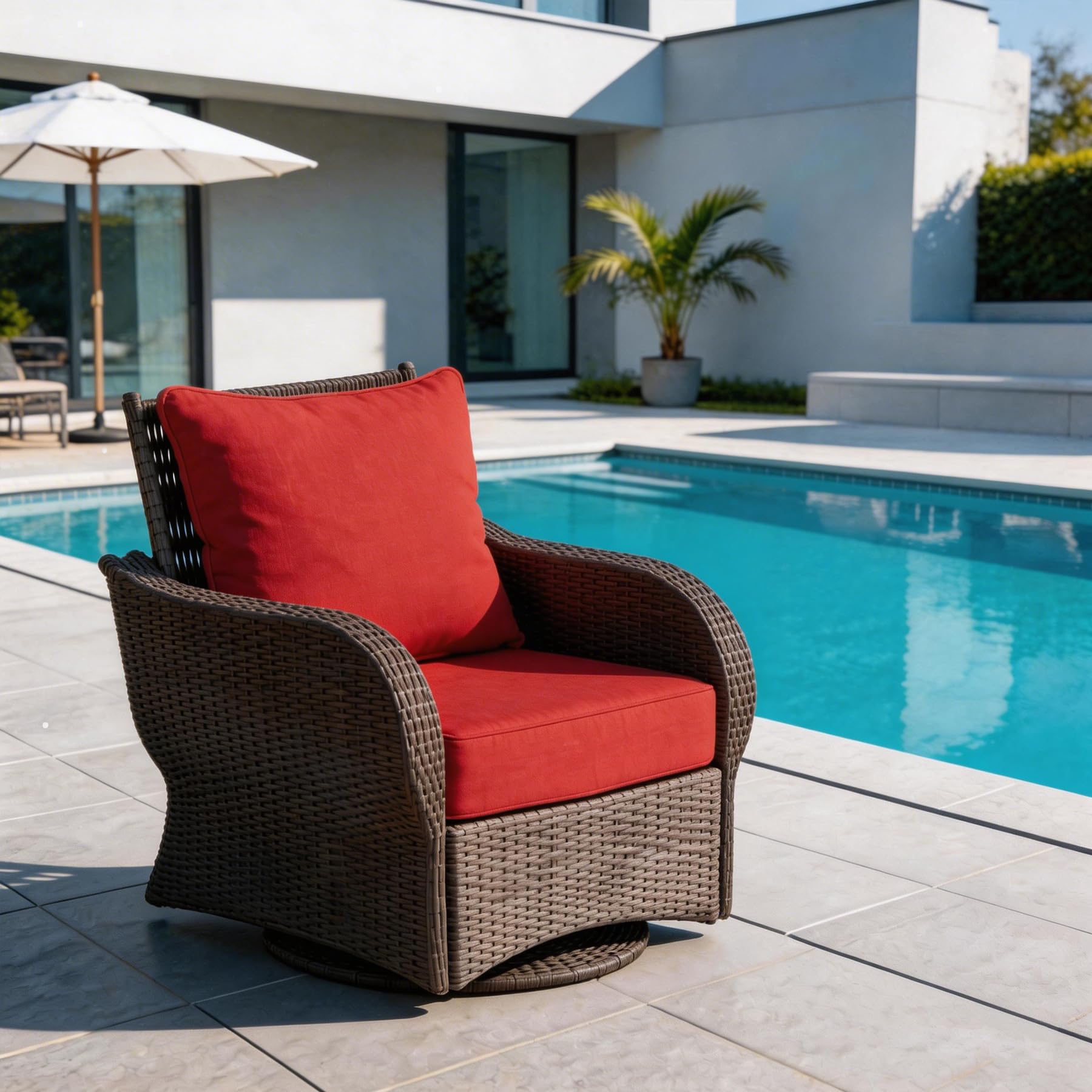 COZYVIDA 5.1" Thick Outdoor Patio Cushions Set of 2, 22"x24"x5.1" Seat, C0 Water-Resistant Breathable Fabric, UV-Resistant 1000+ Hrs, 35D Foam with Recycled Fiber Fill,Beige