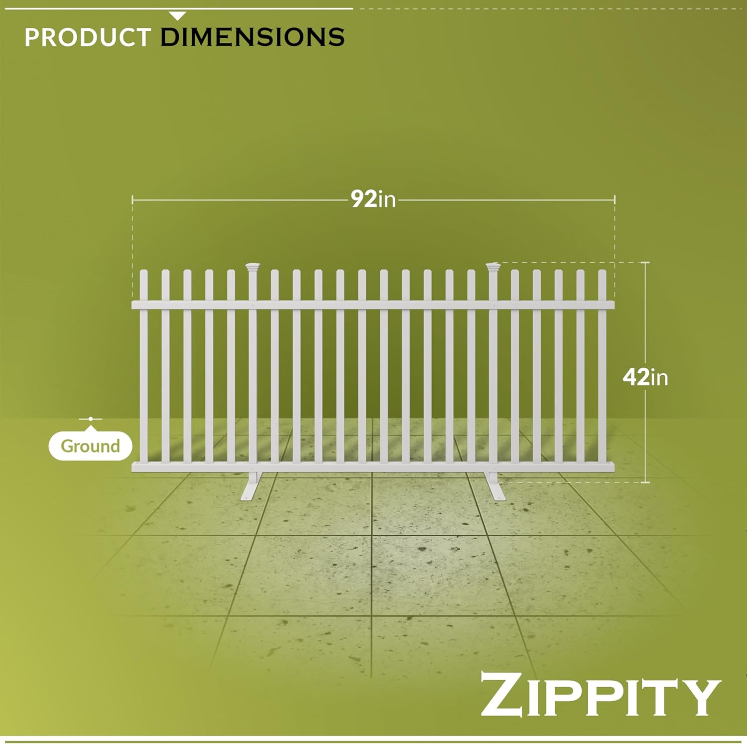 3.5ft H x 7.6ft W (1 Panel) Freestanding Zippity Lightweight Portable Fence Kit, White Vinyl Picket Panel, Portable Outdoor & Indoor Barrier for Temporary Events, Easy Install for Backyard ZP19026