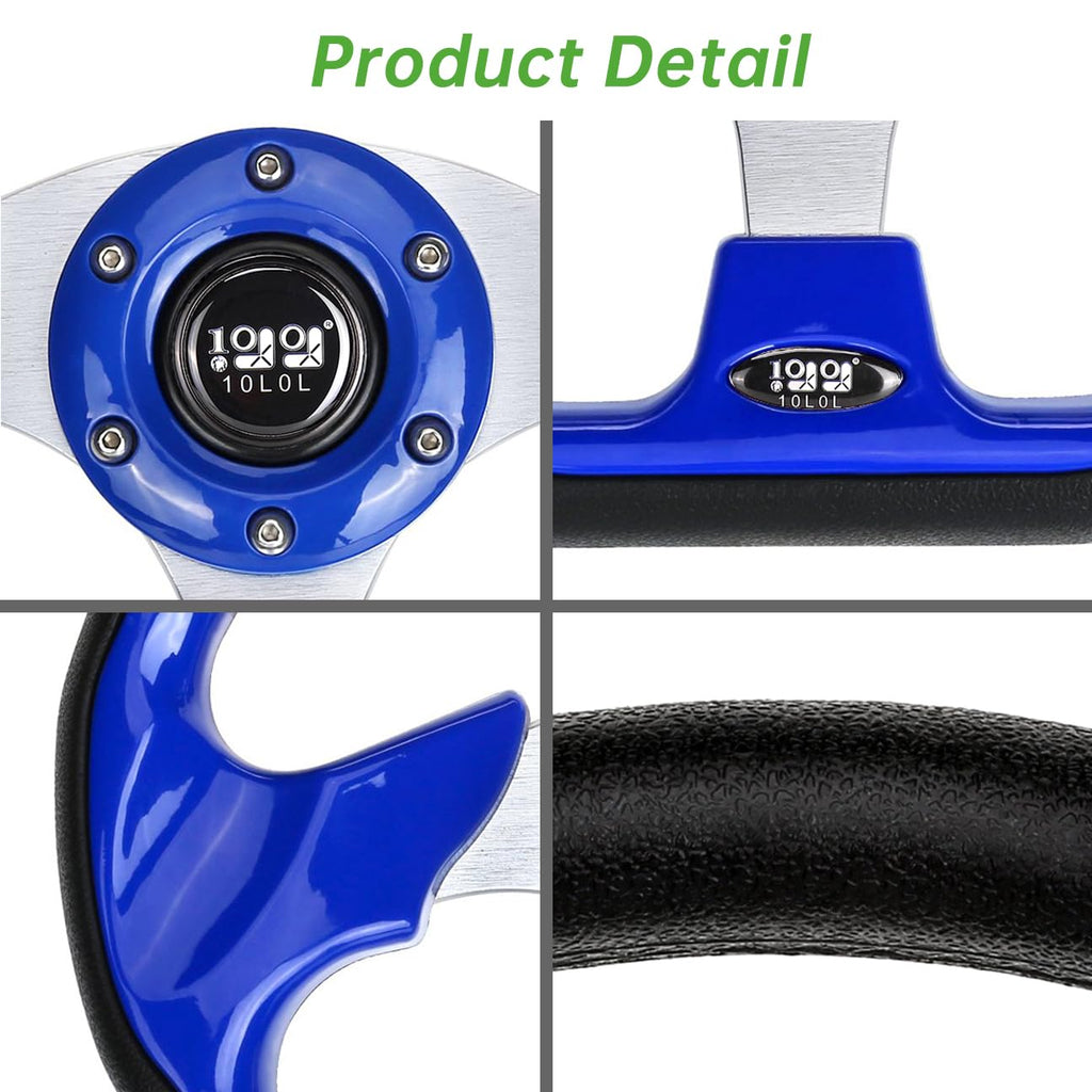 10L0L Golf Cart Steering Wheel, 13' Universal Fit for EZGO TXT/RXV, Club Car DS/Precedent, Yamaha G2-G29 (Carbon Black)