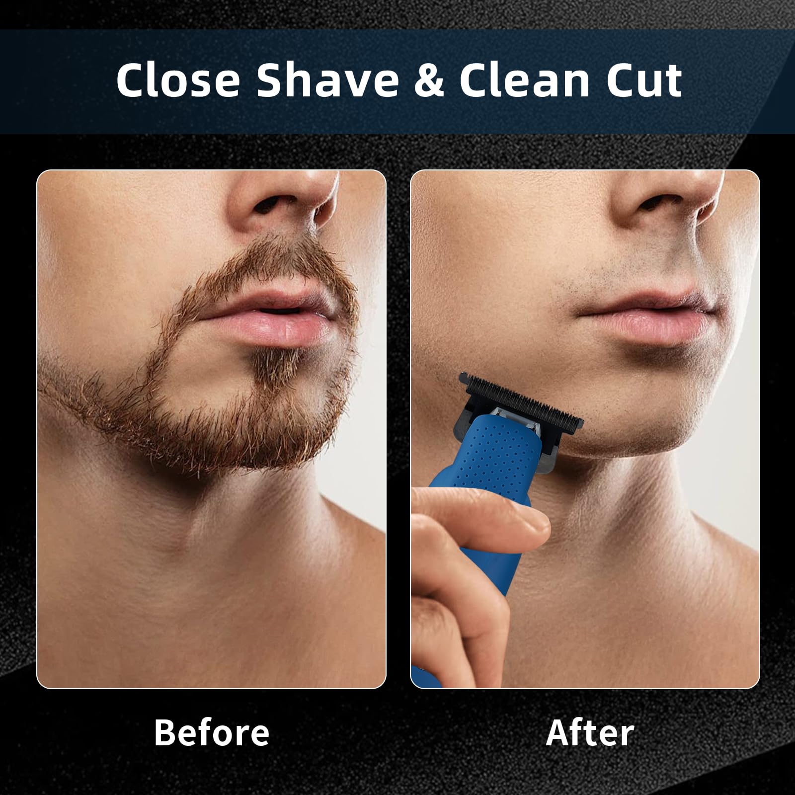 IWEEL Professional Beard Trimmer for Men - Electric Hair Clippers, Zero Gapped T-Blade Edgers, Cordless Rechargeable Mustache Trimmer Grooming Kit for Body