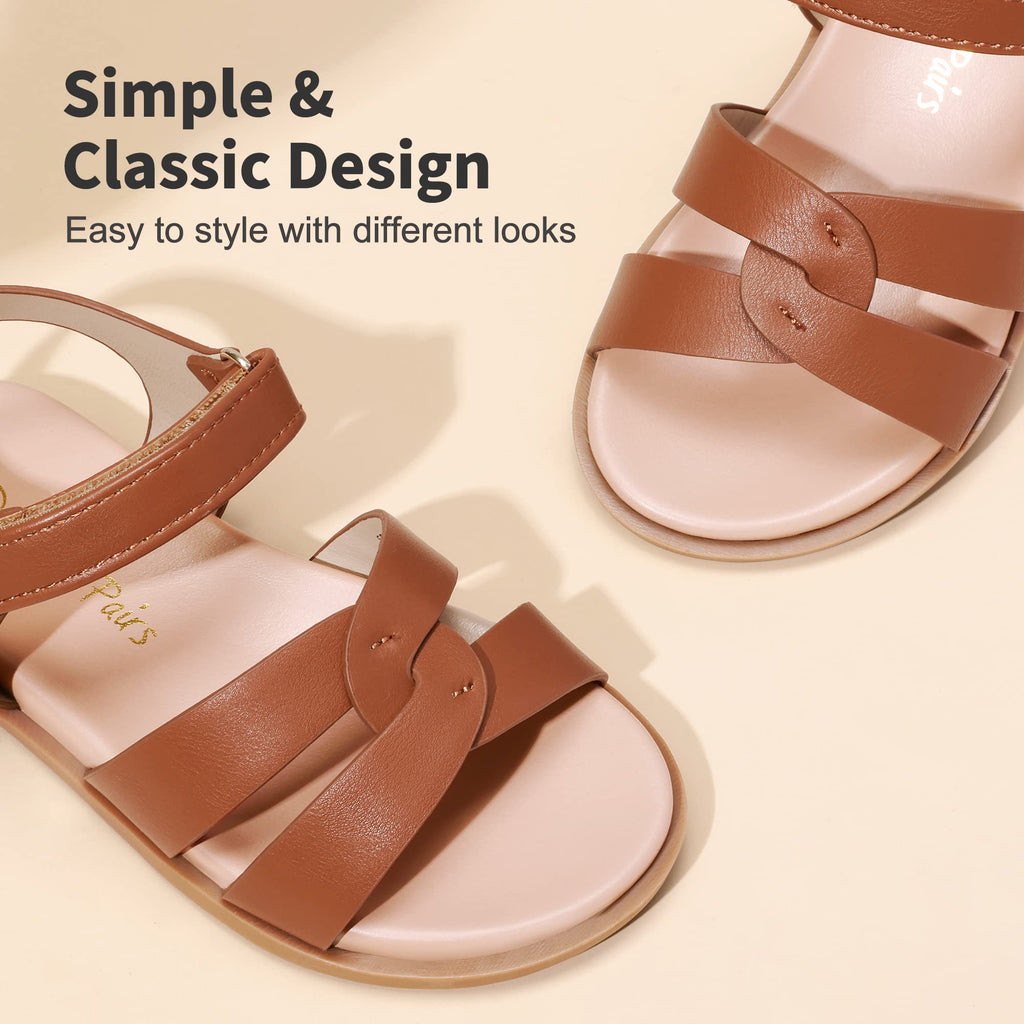 DREAM PAIRS Girls Sandals Open Toe Princess Flat Sandals Strappy Summer Shoes Toddler/Little Kid