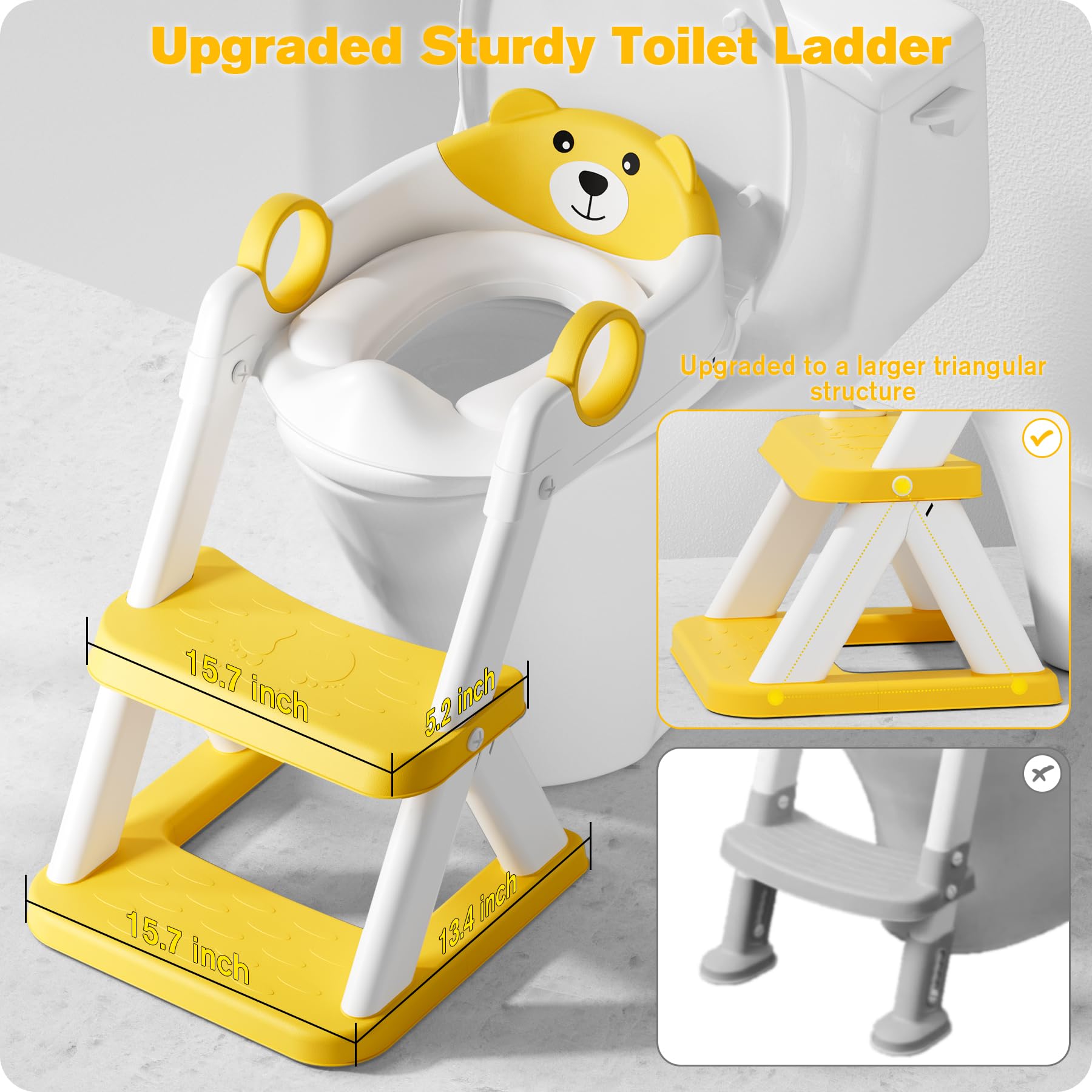 Potty Training Seat, Upgrade Toddler Toilet Seat for Kids Boys Girls, 2 in 1 Potty Training Toilet, Splash Guard Anti-Slip Pad Step Stool(Blue)