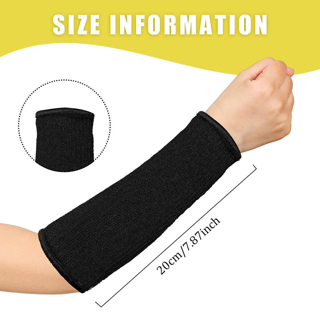 Sintege 3 Pairs Arm Protectors for Thin Skin and Bruising Cut Resistant Forearm Sleeve Level 5 Arm Burn Protection Sleeve (Black,7.9 Inch)