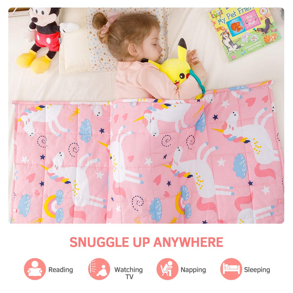 Mr. Sandman Weighted Blanket 3 Pounds Washable, Best for 20-40lb Breathable Cotton Heavy Blanket with Nontoxic Glass Beads - 36" x 48" Cute Cat