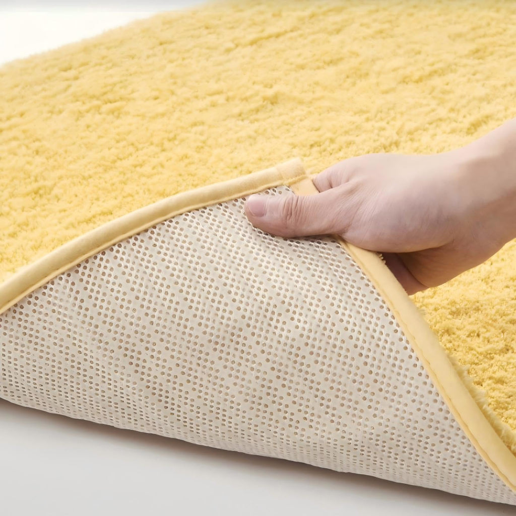 CozeCube Circle Fleece Bath mats for Bathroom, Fluffy Absorbent, Melange Quick Dry Microfiber Bath Rugs, Non Slip Washable Shower Mat Gifts, Brown, 24" X 16"