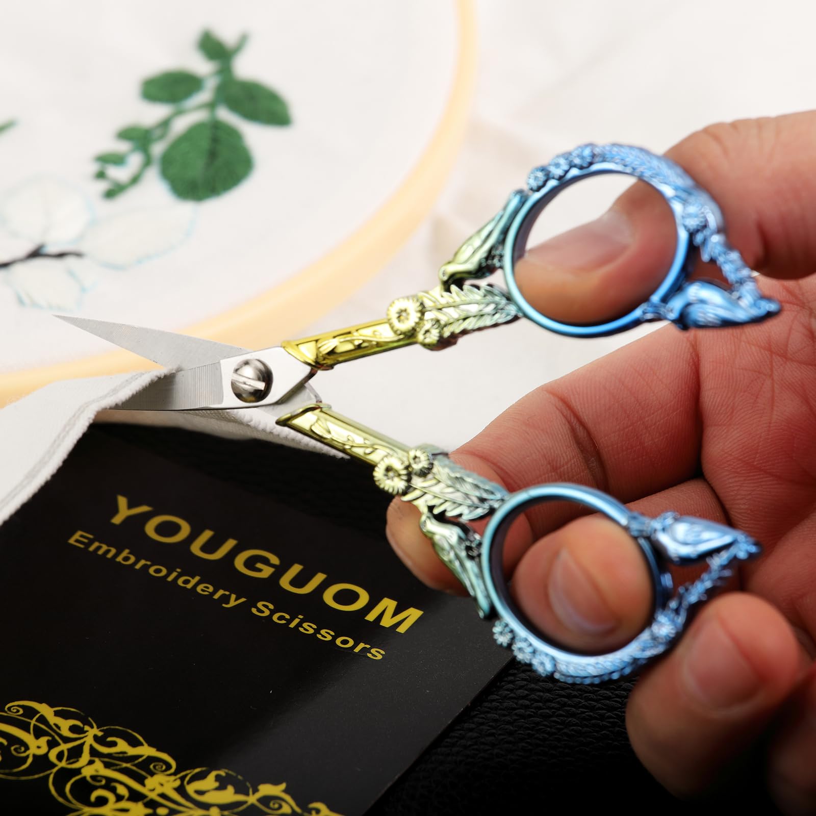YOUGUOM Small Craft Scissors, Little Travel Sharp Embroidery Scissors All Purpose, Straight Tips Mini Sewing Shears, Precision Detail Thread Cutting Snips