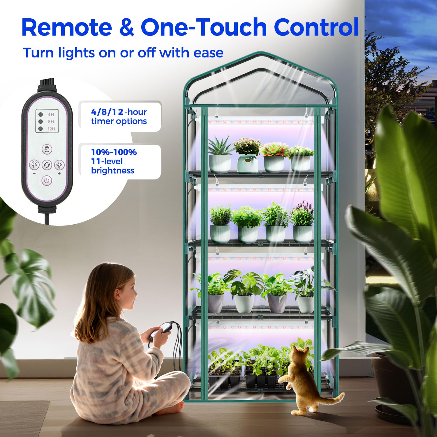 Mini Greenhouse with Screen Roof, Ohuhu Upgraded Portable 4 Tier Small Greenhouses for Outdoors Indoor with Reelable Door, Heavy Duty Plastic Green House for Outside Garden Patio Yard Porch Balcony