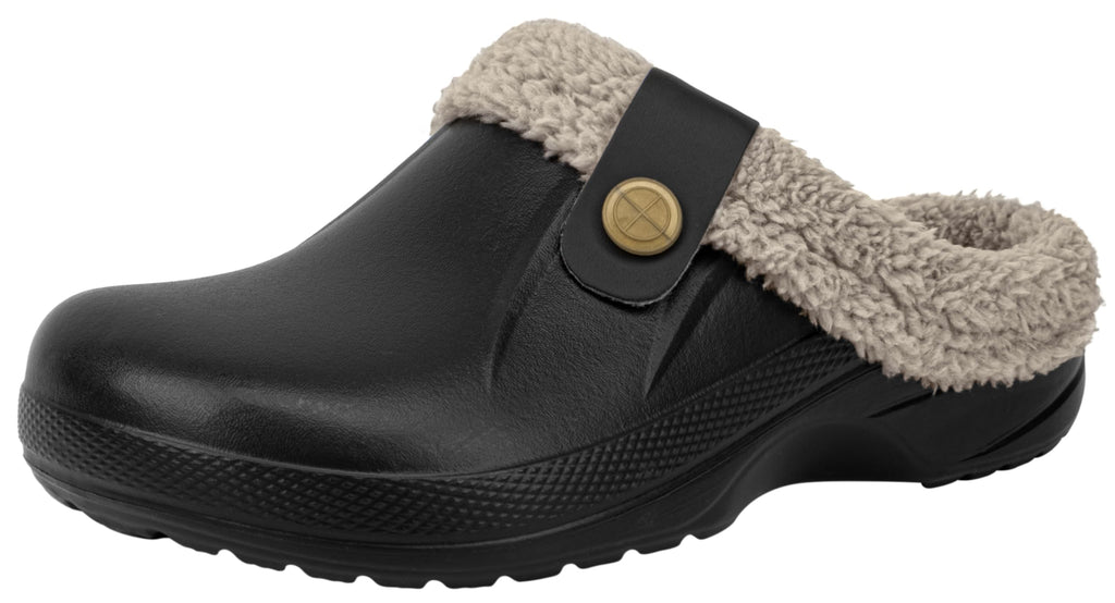 ChayChax Women and Men Fur Lined Clogs Memory Foam Warm Fuzzy Slippers Winter Waterproof Indoor Outdoor Slipper