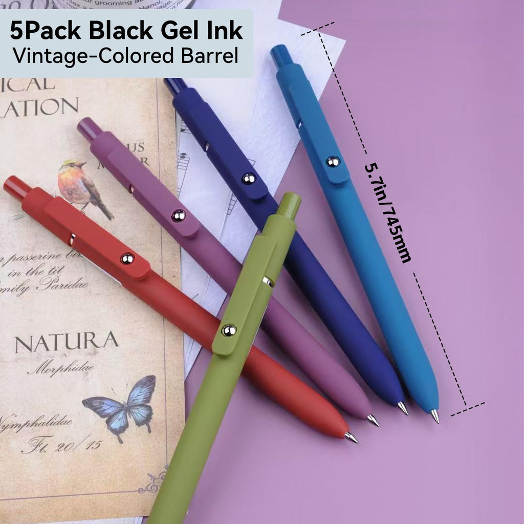 ACEES Gel Pens, 6 Pcs 0.5mm Fine Point Black Ink Pen With Smooth Writing, Office Desk Accessories, School Writing Supplies Gifts for Men Women, Quick Dry Pens For Journaling, Black/Gray/White