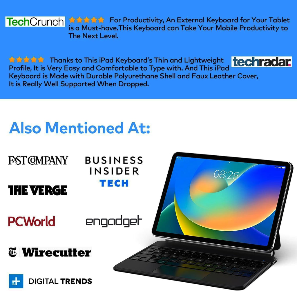 runelk Keyboard Case for iPad 10th Generation 2022 & 11th (A16, 2025) – Magic-Style Keyboard with Multi-Touch Trackpad – Floating Cantilever Stand – Magnetic Case for iPad 10.9 inch 10th / 11th Gen.