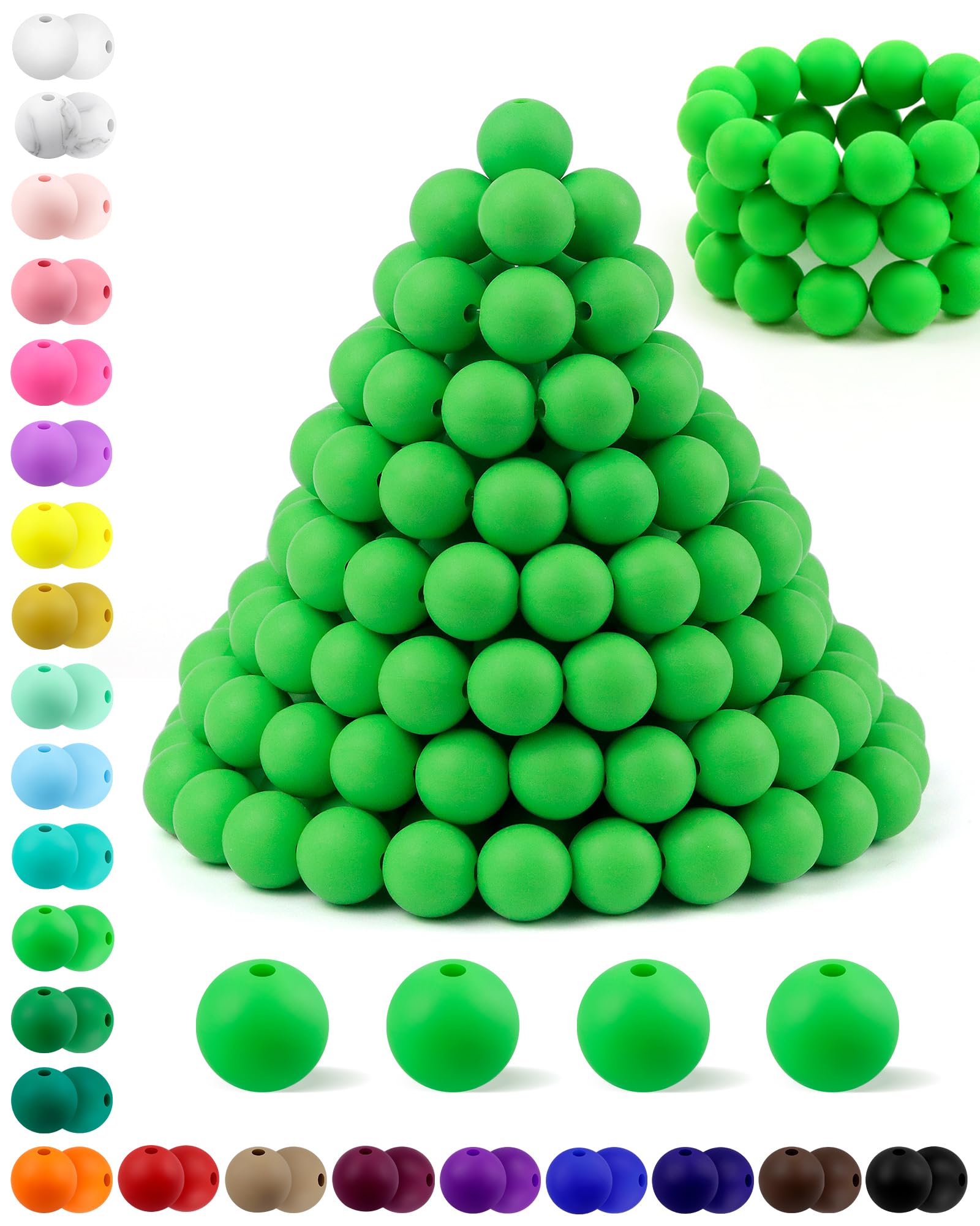 180PCS FIVEIZERO Silicone Beads – 30 Colors 12mm Round Rubber Beads Bulk for DIY Crafts, Keychain Accessories & Jewelry Making | Soft Silicone, Seamless Finish, Easy to String, Fade Resistant, Durable for Daily Use