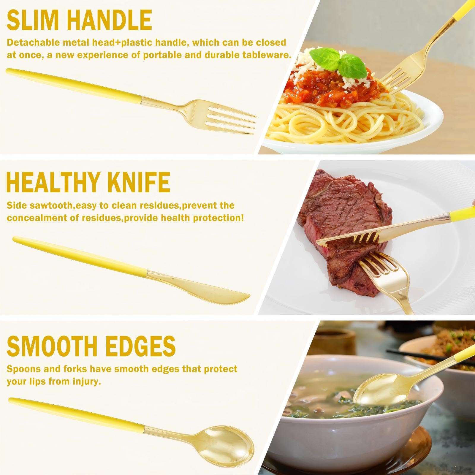 Supernal 102 Pcs Black and Gold Plastic Silverware Set,Heavy Duty Gold Disposable Cutlery for 34 Guests (34 Forks,34 Spoons,34 Knives),Elegant Plastic Flatware for Weddings,Parties & Upscale Events