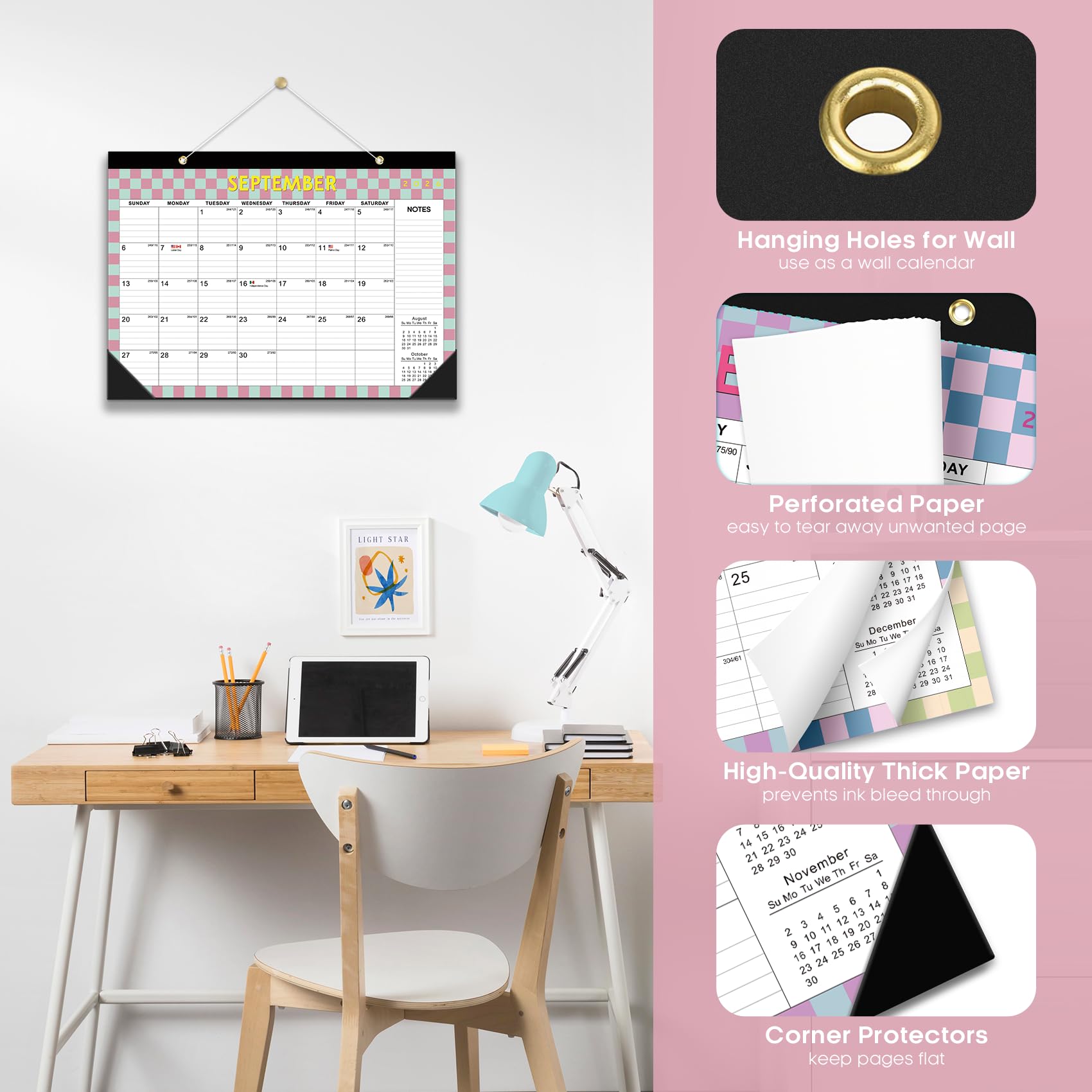 Desk Calendar 2026-2027, 21-Month Calendar Runs Until June 2027, Large 17" x 12" Monthly Desktop & Wall Calendar for Home & Office - Floral