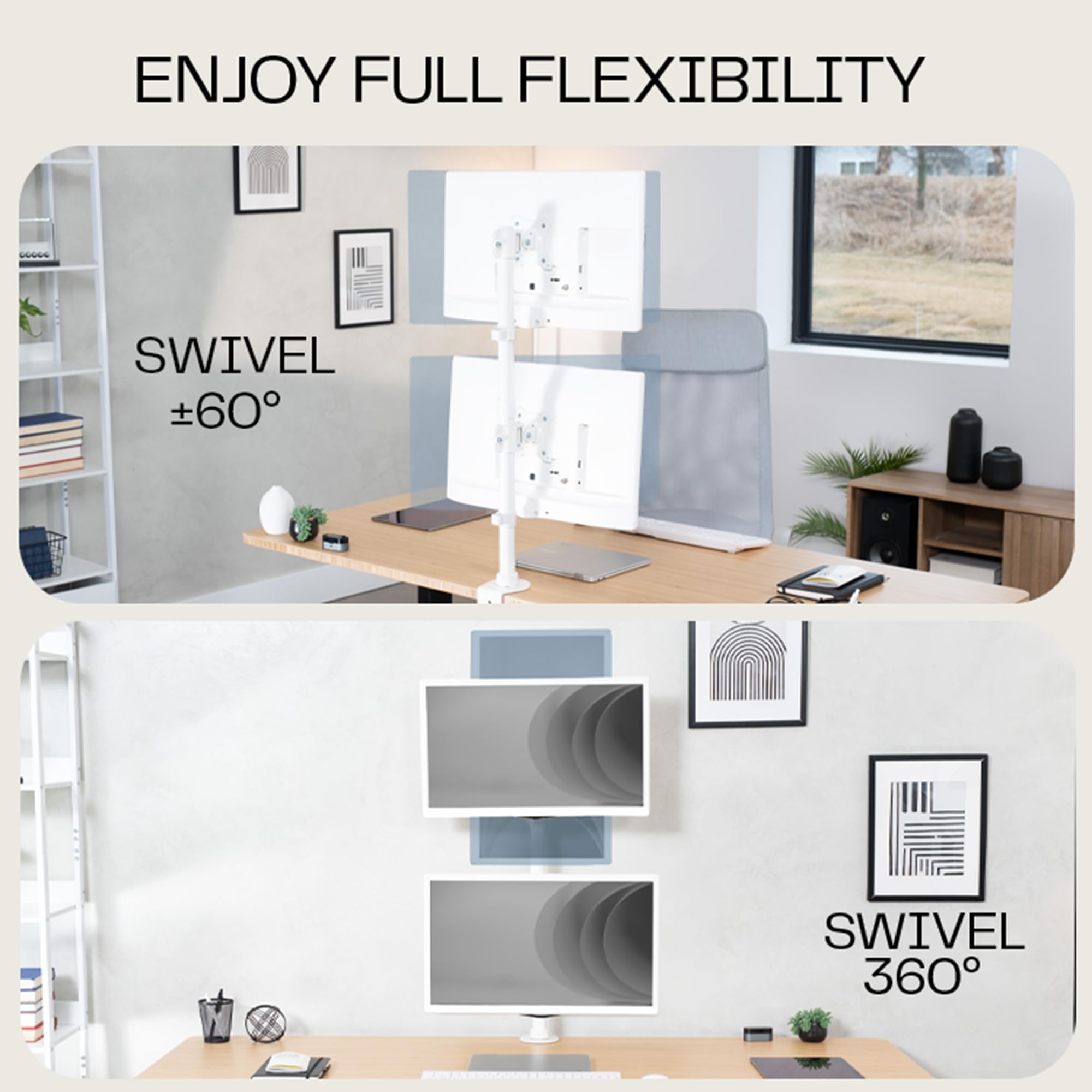 VIVO Dual Monitor Desk Mount Stand with Height Adjustment and VESA Plates for 2 LCD Ultrawide Screens up to 34 inches, Stacked Array, STAND-V002R