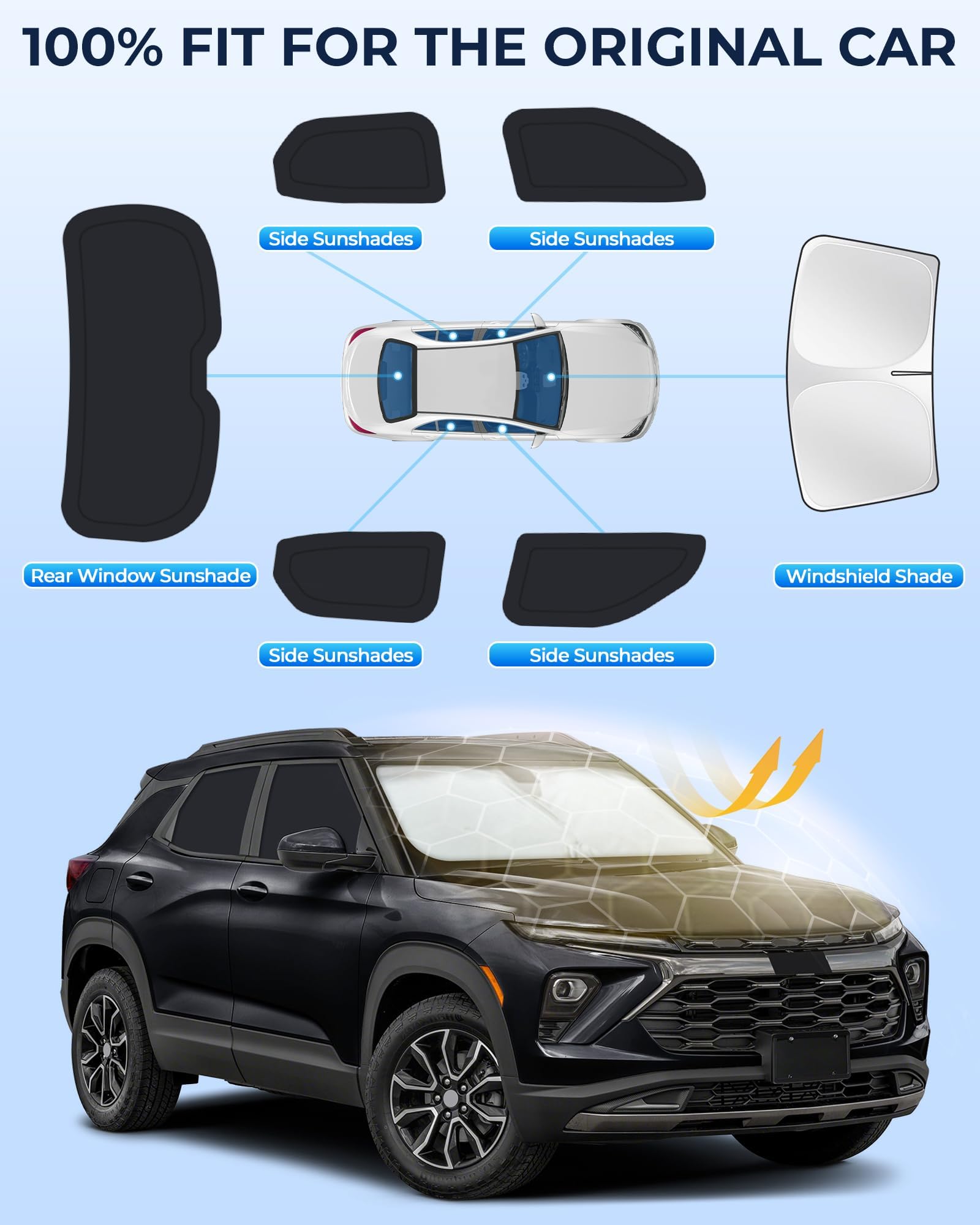 for Toyota 4Runner 2010-2024 Car Window Shades, 8pcs Privacy Sun Shade Set for Front Windshield Side and Rear Windows, Full Window Covers Keeps Vehicle Cool for Camping Napping