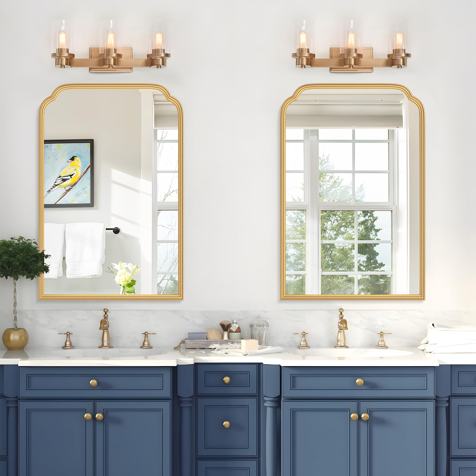 Ferytange 18X24 Inch Black Mirror for Wall with Metal Frame Rectangular Rounded Bathroom Vanity Mirror Anti-Rust, Hangs (Black 18" x 24")