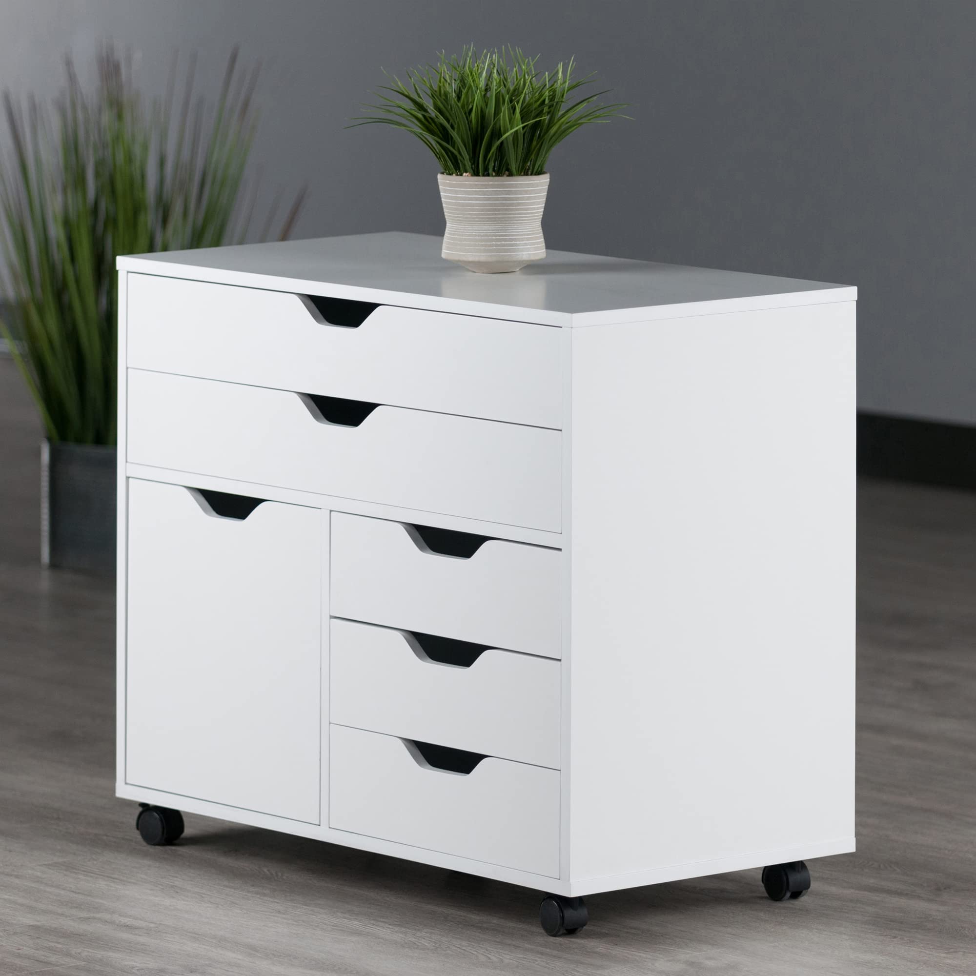 Winsome Halifax Mobile Storage Cabinet with Doors & Drawers, Stylish & Functional Home Storage Cabinet for Filing, Kitchen Organization, Moveable Furniture for Office, Dorms, Apartments