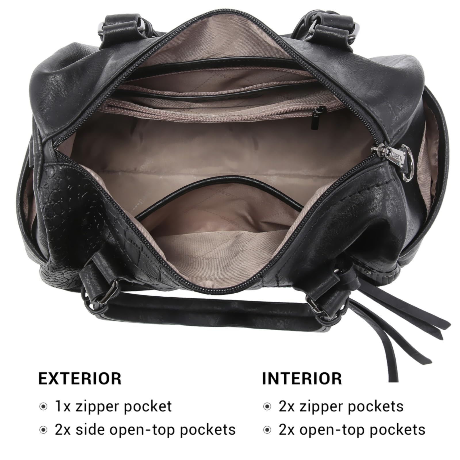 Dasein Women Soft Vegan Leather Barrel Bags Large Hobo Top Handle Work Totes Satchel Handbags Shoulder Purse