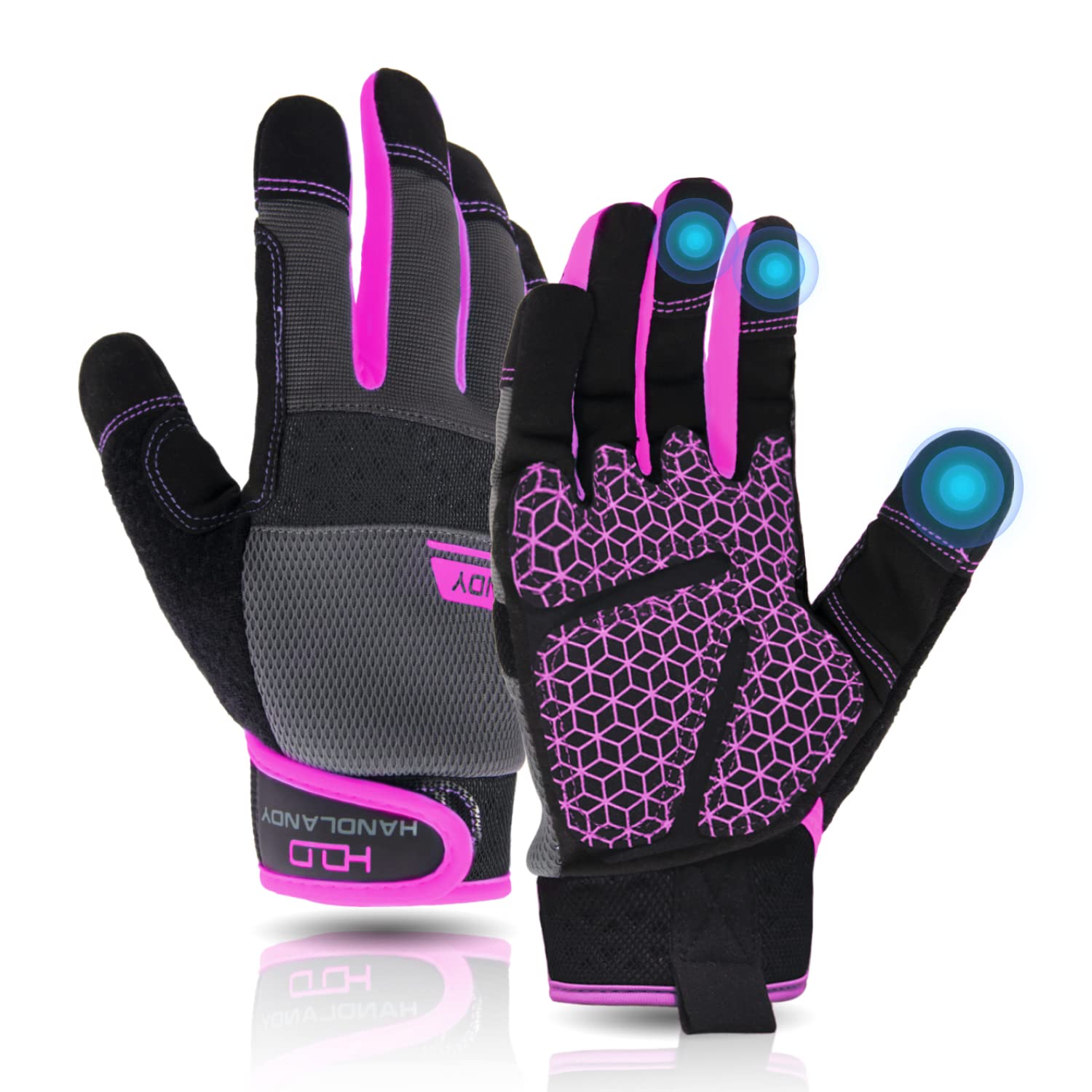 AIGEVTURE Safety Work Gloves Mens & Women, Light Duty Mechanic Gloves Touch Screen, Gardening Work Gloves with Grip,High Dexterity