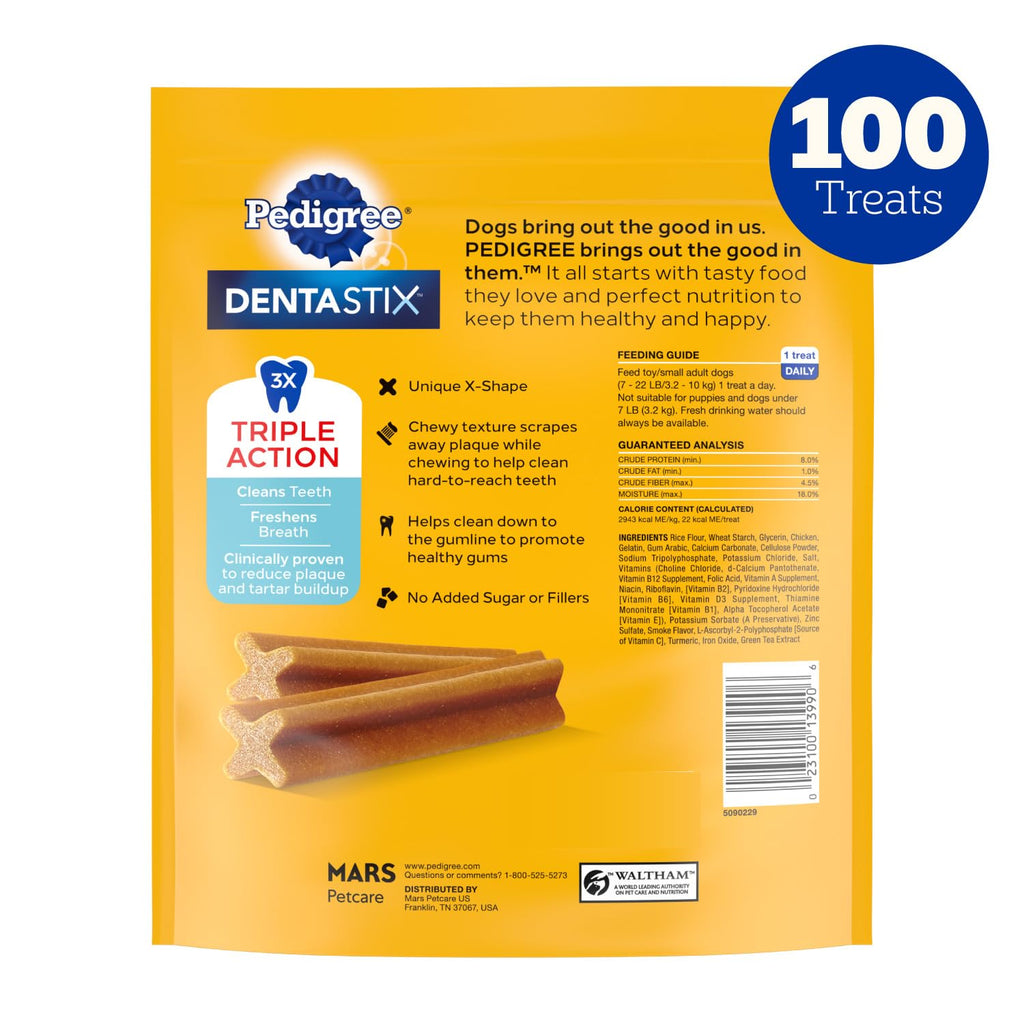 Pedigree Dentastix Small & Medium Breed Dog Treats, Original with Real Chicken, Dog Dental Treats, 13.9 oz. Bag (25 Treats Total)