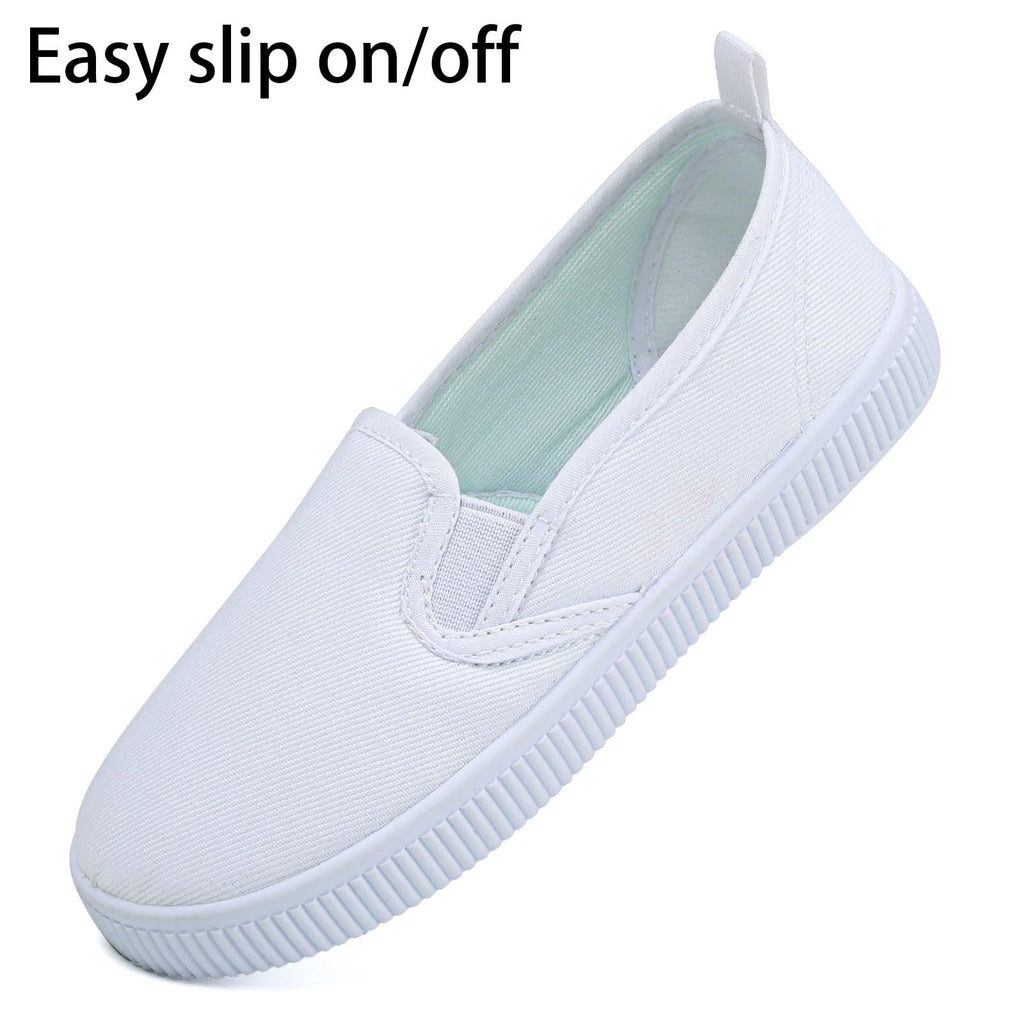 Boy's Girl's Kids White Canvas Shoes for Kids Slip-On Lightweight Sneakers Casual Skin-Friendly Walking Running Shoes(Toddler/Little Kids/Big Kids)