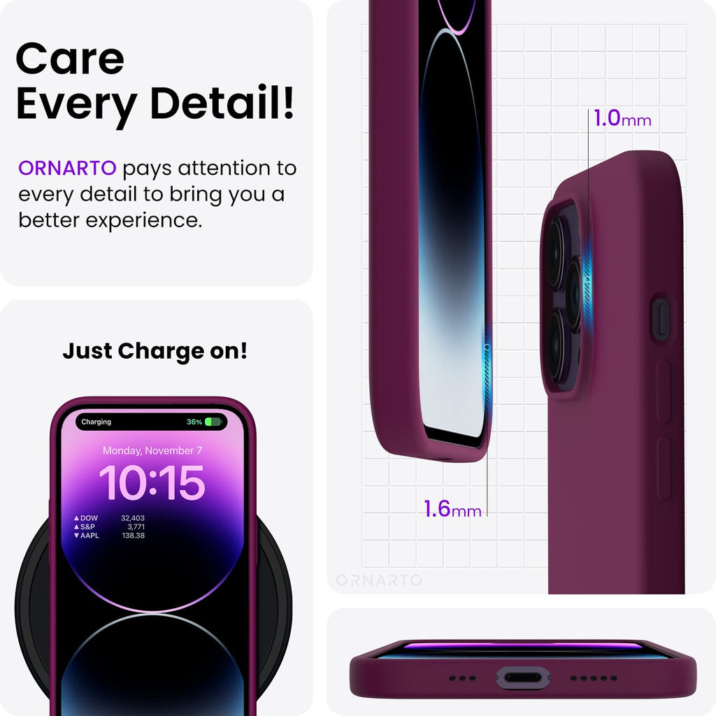 ORNARTO Compatible with iPhone 14 Pro Case 6.1, Slim Liquid Silicone 3 Layers Full Covered Soft Gel Rubber Phone Case Protective Cover with Microfiber Lining 6.1 inch-Baby Blue