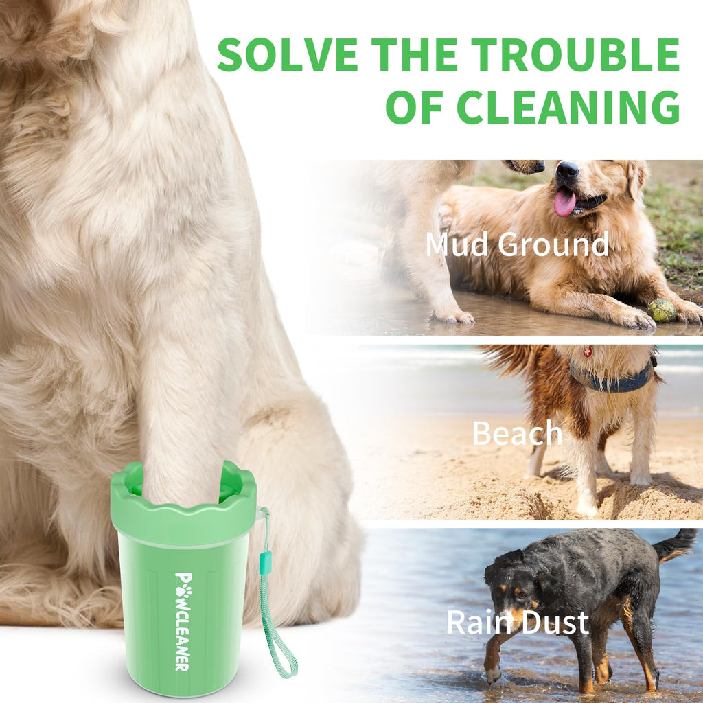 Professional 7 in 1 Dog Paw Cleaner for Dogs & Cats - Includes 1 Portable Paw Washer, 1 Bath Brush, 2 Dog Toothbrushes and 3 Absorbent Towels Note: Fits Paws up to 2 Inches Wide (Small, Black)