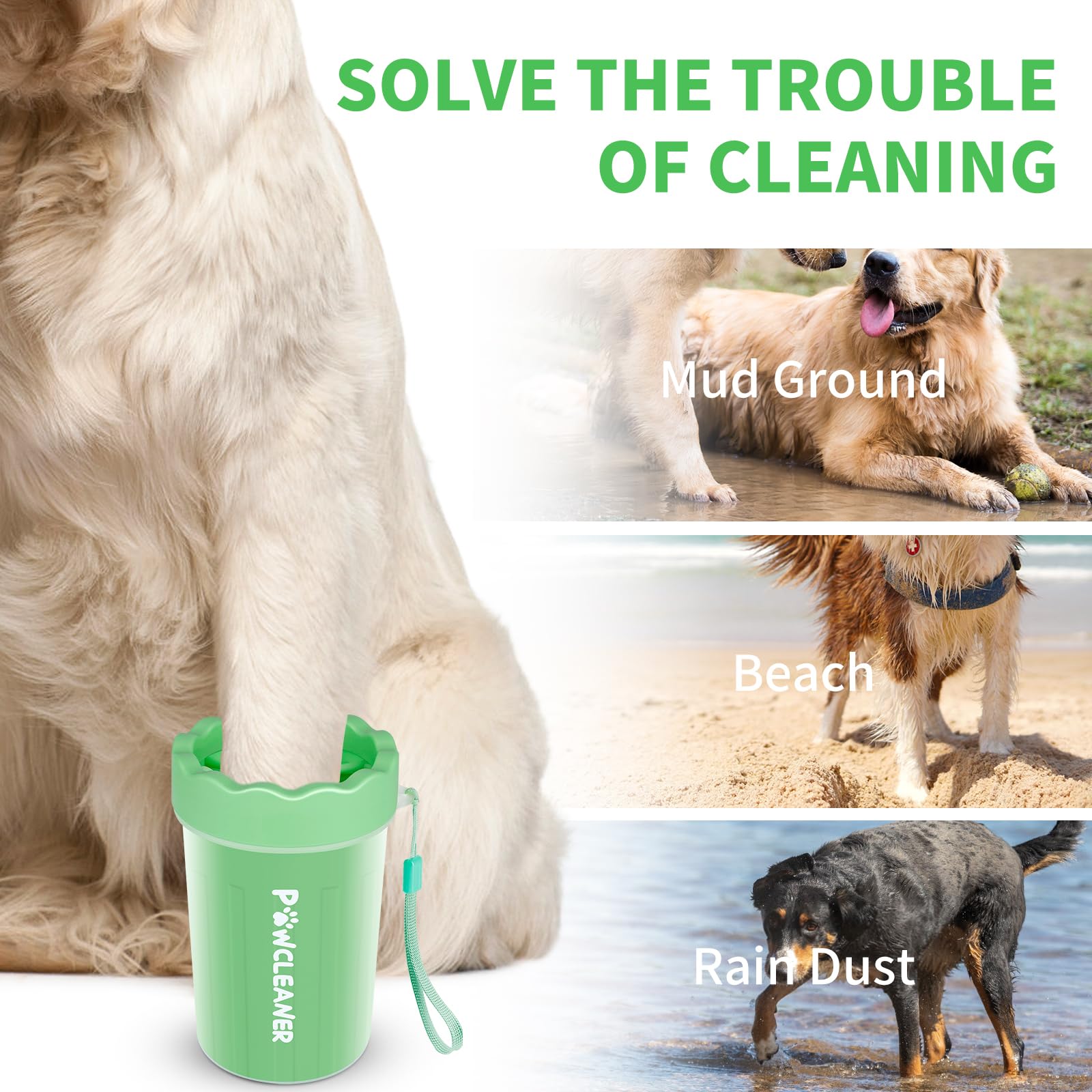 Professional 7 in 1 Dog Paw Cleaner for Dogs & Cats - Includes 1 Portable Paw Washer, 1 Bath Brush, 2 Dog Toothbrushes and 3 Absorbent Towels Note: Fits Paws up to 2 Inches Wide (Small, Black)