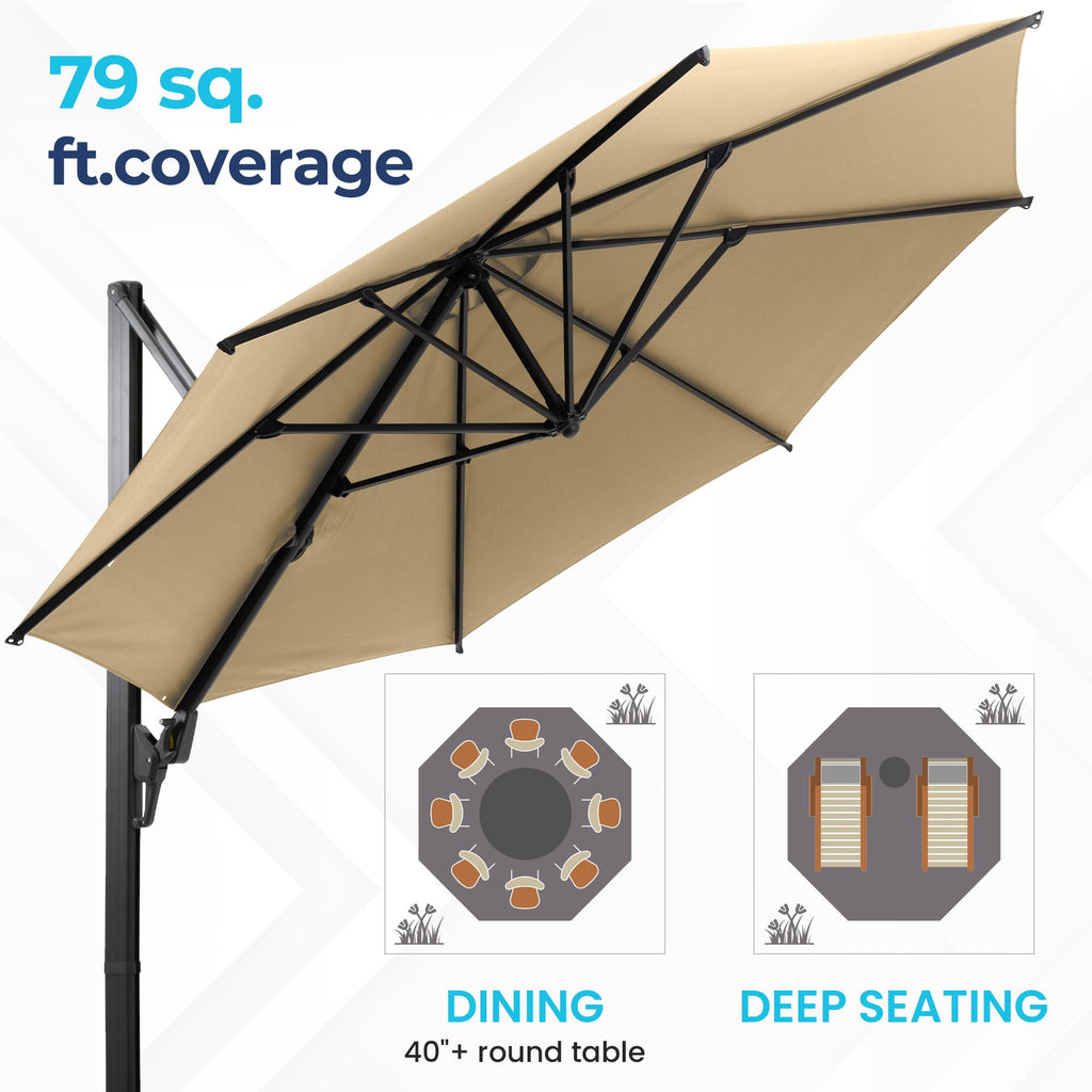 SUNVIVI OUTDOOR Outdoor Patio Umbrella, Patio Umbrella, Market Umbrella, Large Outdoor Umbrella, Metal Pole Umbrella with Push Button Tilt and Crank, Polyester Canopy