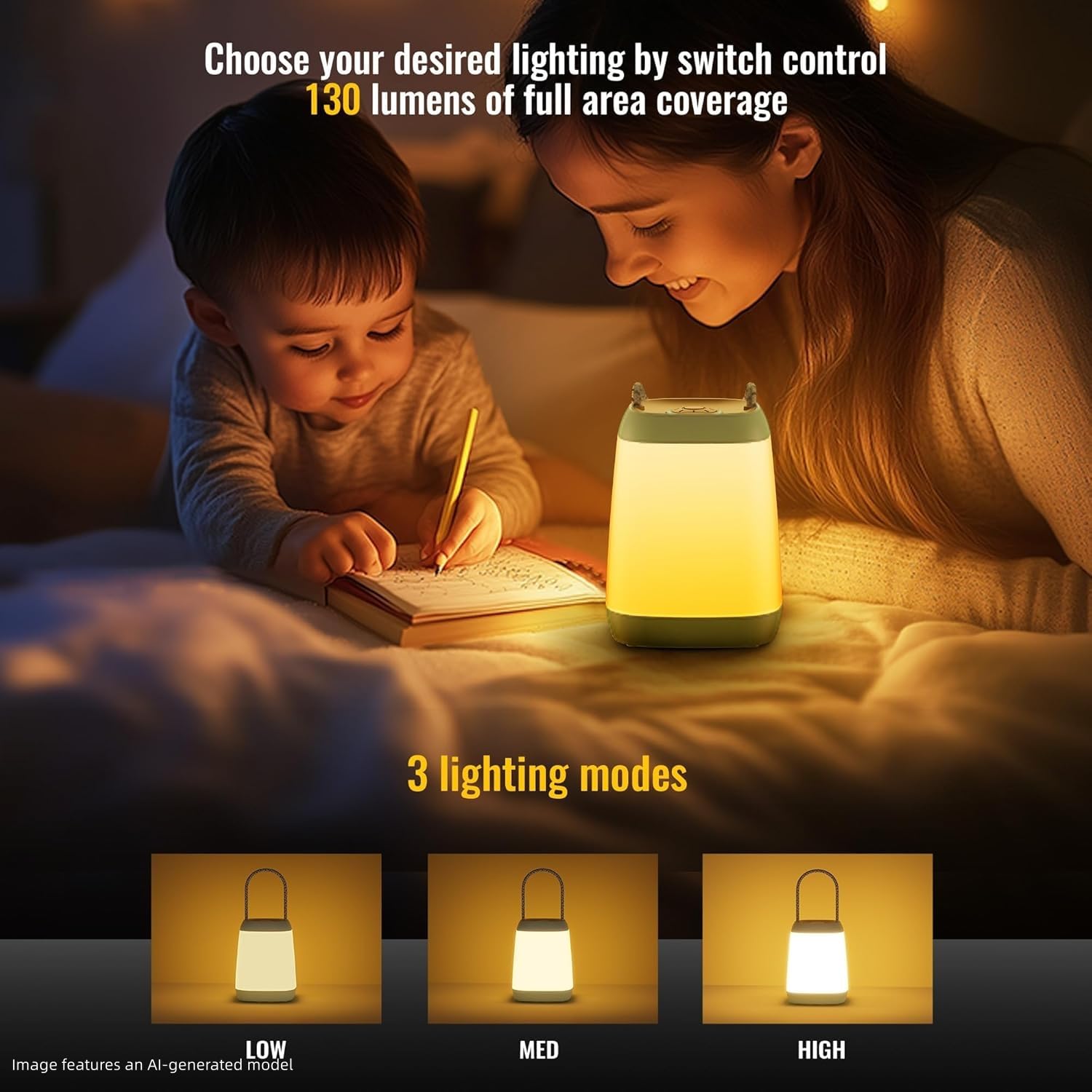 HOKOILN 2 Pack LED Camping Lights, Battery Powered LED Camping Lantern with 3 Modes, Portable Night Light for Tent, Hiking, Emergency, Backpacking, Indoor and Outdoor Use