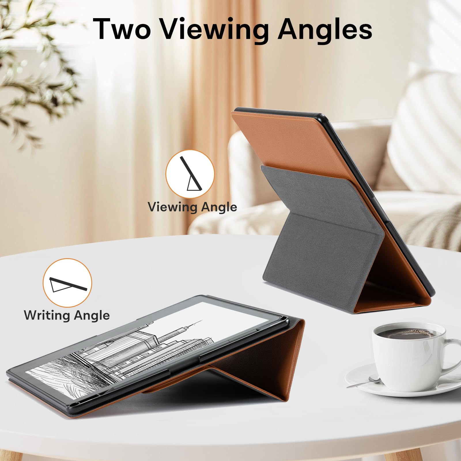 CoBak Stand Case for Kindle Scribe - Premium Folio Leather Cover with Pen Holder, Auto Sleep/Wake - Compatible with 10.2 Inch Kindle Scribe (2022/2024 Release)