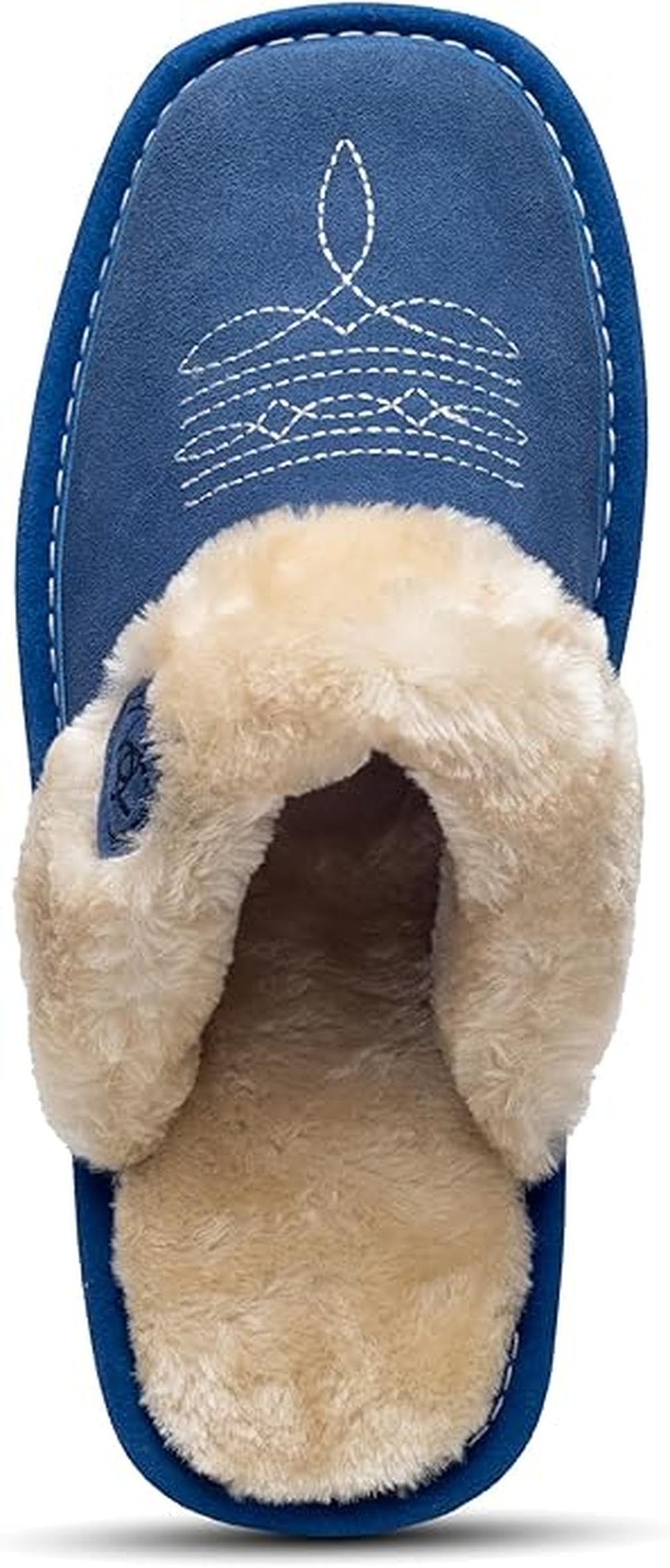 ARIAT Women's Jackie Square Toe Warm Soft Genuine Suede Leather Indoor Outdoor Slippers with Plush Collar