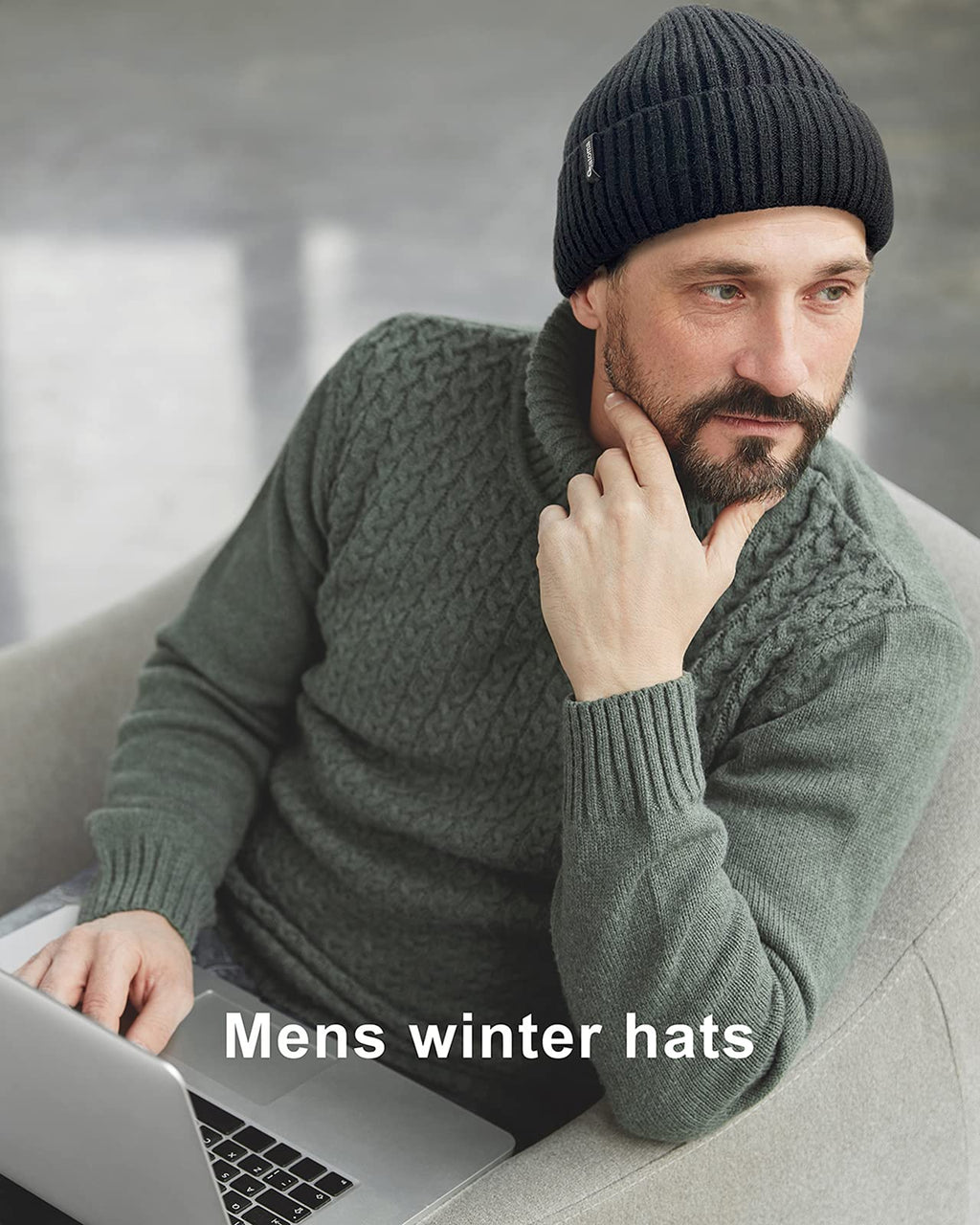 Ocatoma Beanie for Men Women Warm Winter Knit Cuffed Beanie Soft Warm Ski Hats Unisex