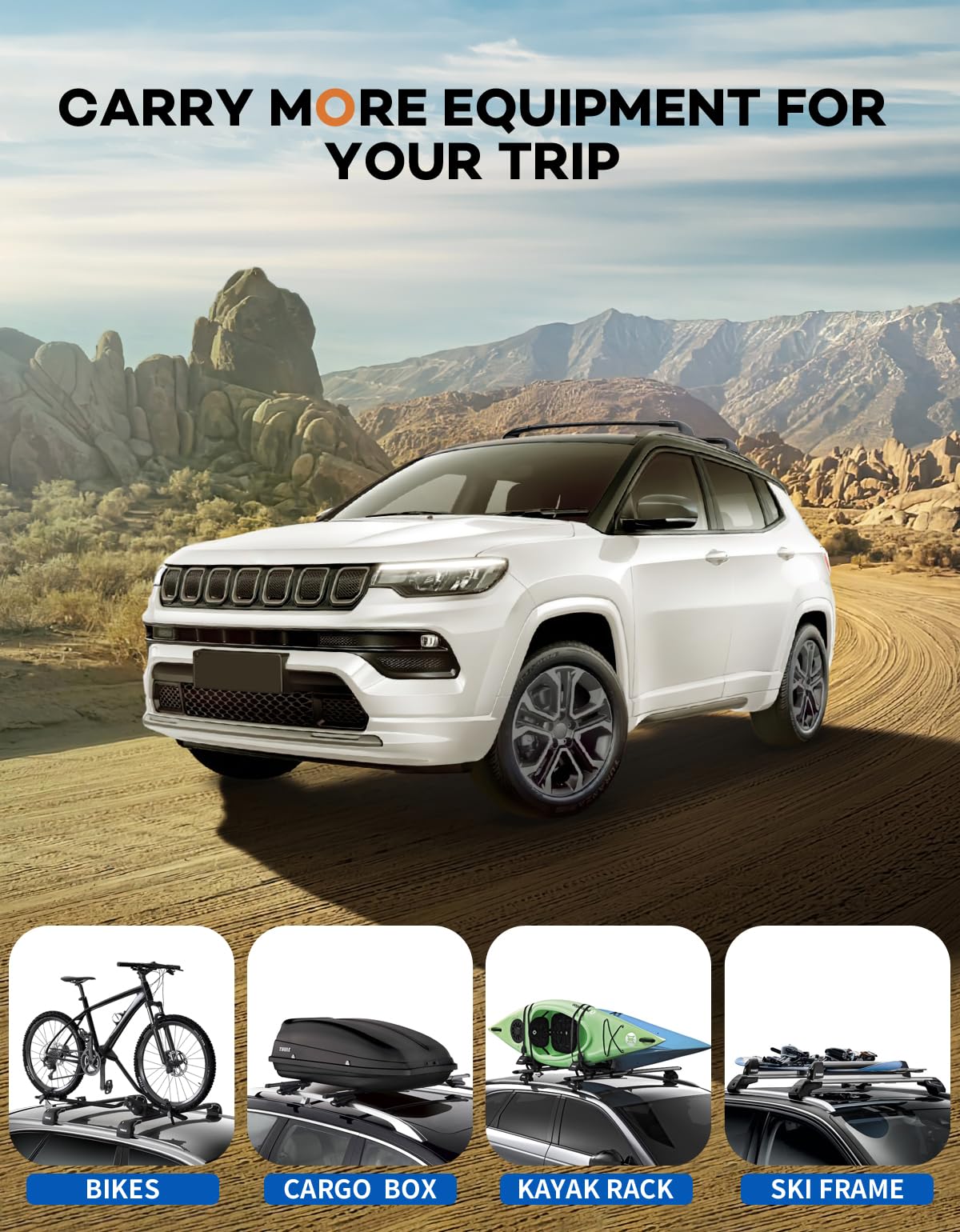 Wonderdriver Roof Rack Cross Bars 300lbs Compatible with Cadillac XT4 2019-2025,Heavy Duty All-Metal Aluminum Roof Rails Crossbars Cargo Canoe Black Rooftop Cargo Carrier Luggage.