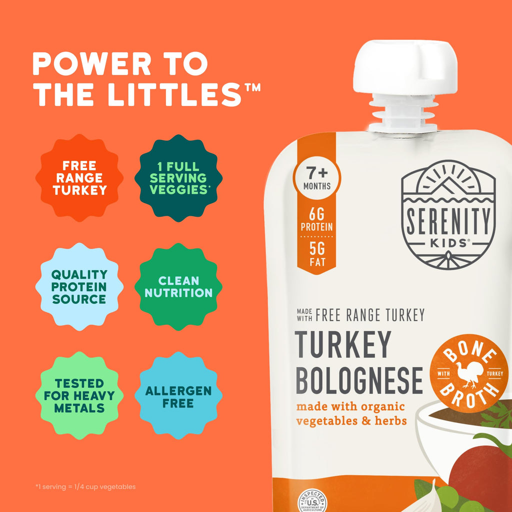 Serenity Kids Bone Broth Puree Made With Organic Veggies | Clean Label Project Purity Award Certified | 3.5 Ounce BPA-Free Pouch | Grass Fed Beef Pot Roast | 1 Count