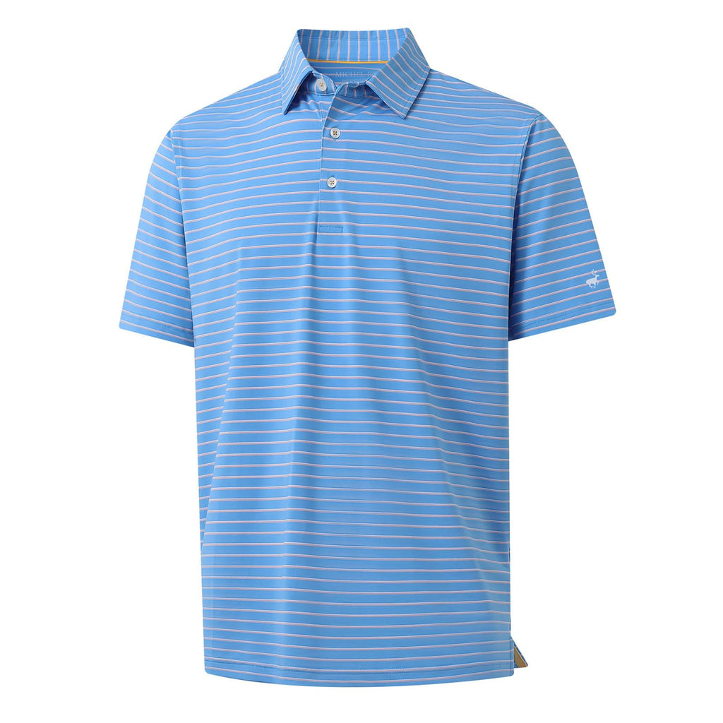 Rouen Mens Polo Shirts Short Sleeve Dry Fit Performance Moisture Wicking Causal Striped Polo Collared Golf Shirts for Men