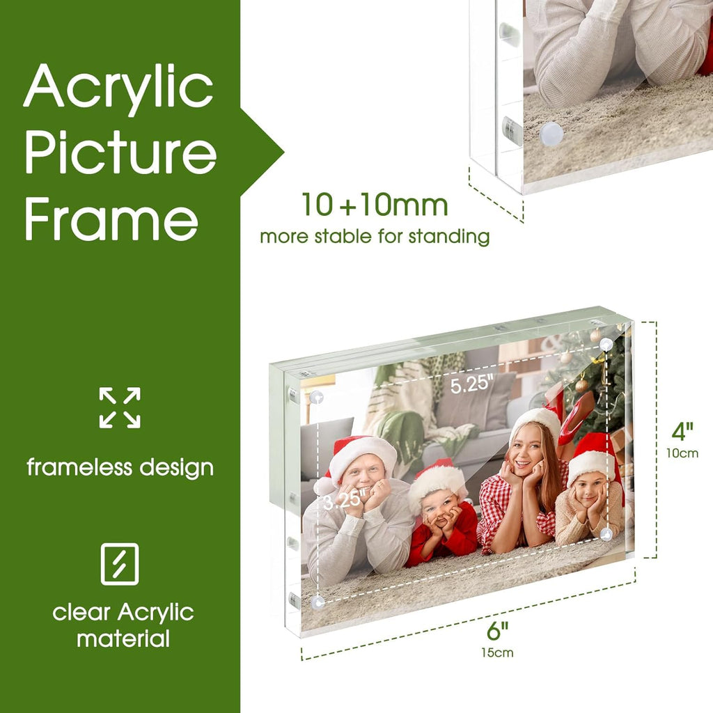 SYNTRIFIC 10 PACK Magnetic Picture Frame,8X10 Acrylic Frame Double Sided Picture Frame,20mm Thickness Magnetic Premium Acrylic Picture Frames Gifts Ideal