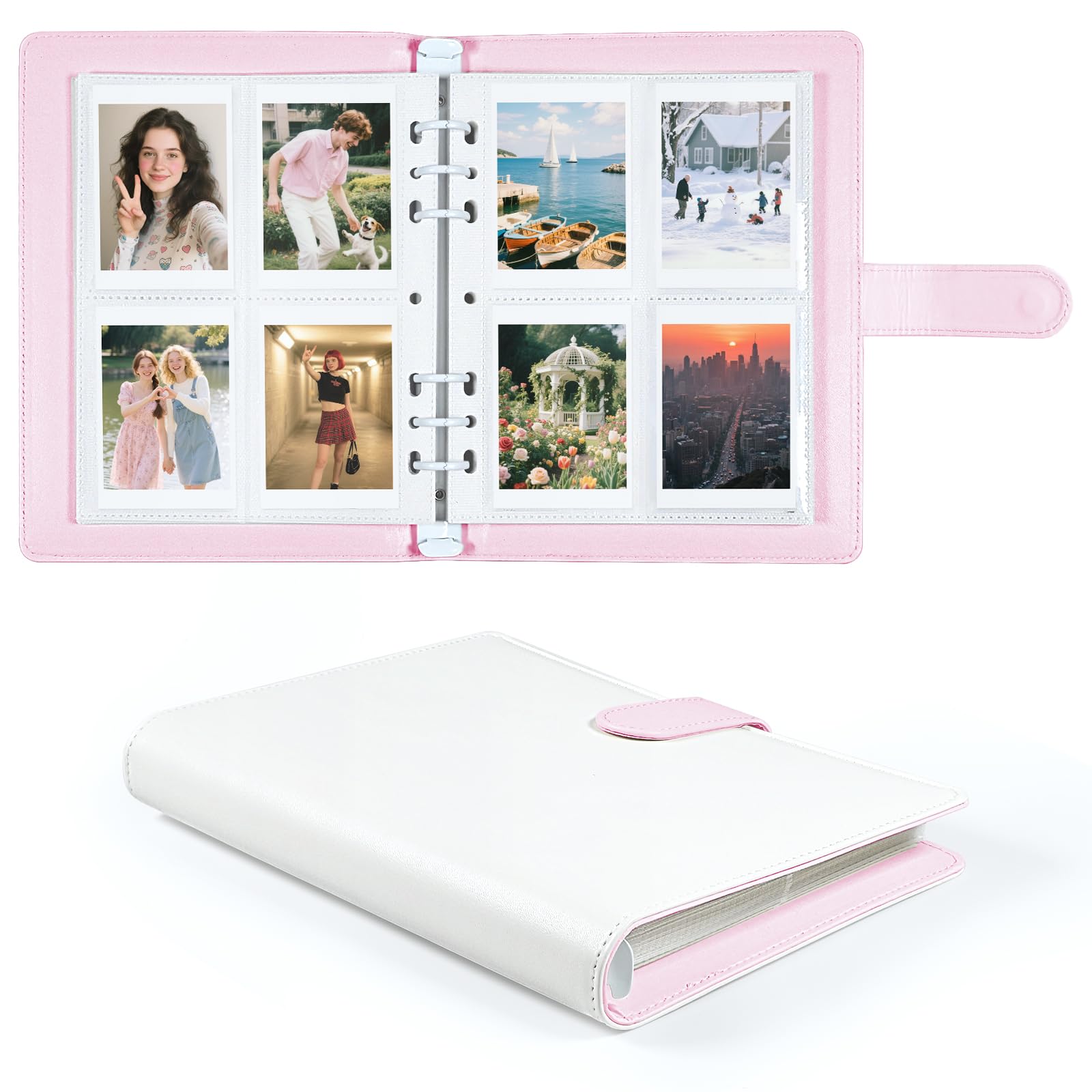 A5 Kpop Photocard Binder with 30 Pack 4-Pocket Card Pages, 6 Ring A5 Binder Card Collector Album with 240 Card Slots,PU Leather Binder Cover with Magnetic Buckle Closure for Organizing Trading Card
