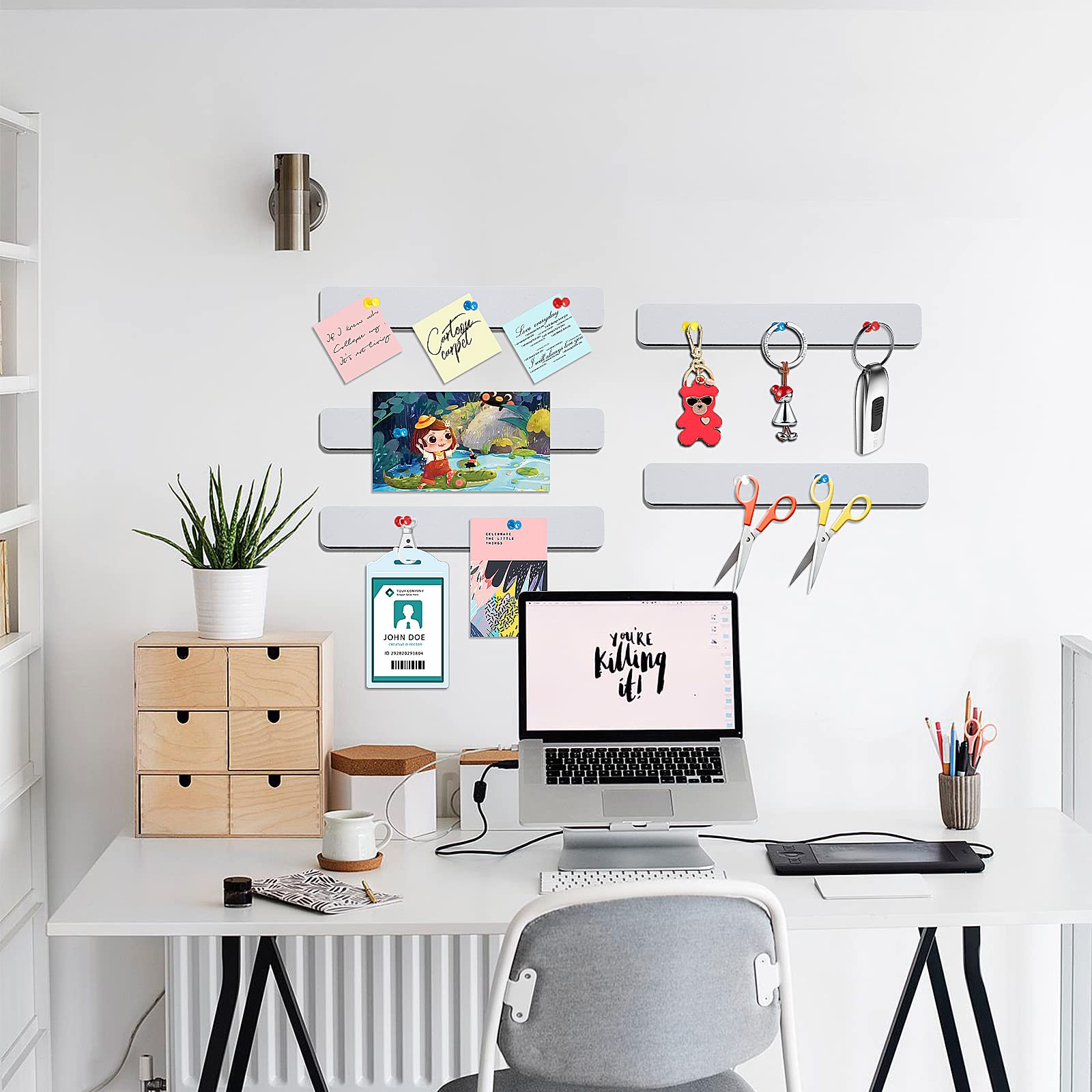 Felt Bulletin Board, 15.7''X 11.8'' corkboard Pin Board for Bedrooms Offices Home Wall Decoration, Self Adhesive Cork Board with 35 Push Pins for Paste Notes, Photos, Schedules (2 Pack)