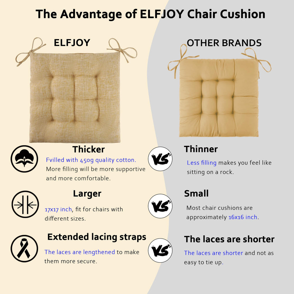 ELFJOY Rocking Chair Cushion Large Rocking Chair Pads with Ties Premium Tufted High Back and Seat Cushion 2 Piece Set Black