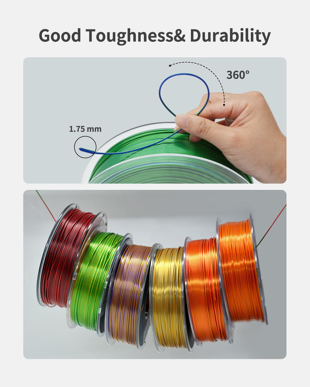 PLA Filament 1.75mm, 3D Printer Filament 1kg Spool (2.2lbs), Neatly Wound, +/- 0.02mm Precision, No Clog/Bubble, Excellent Layer Adhesion, Fits Most FDM Printers, Apple Green