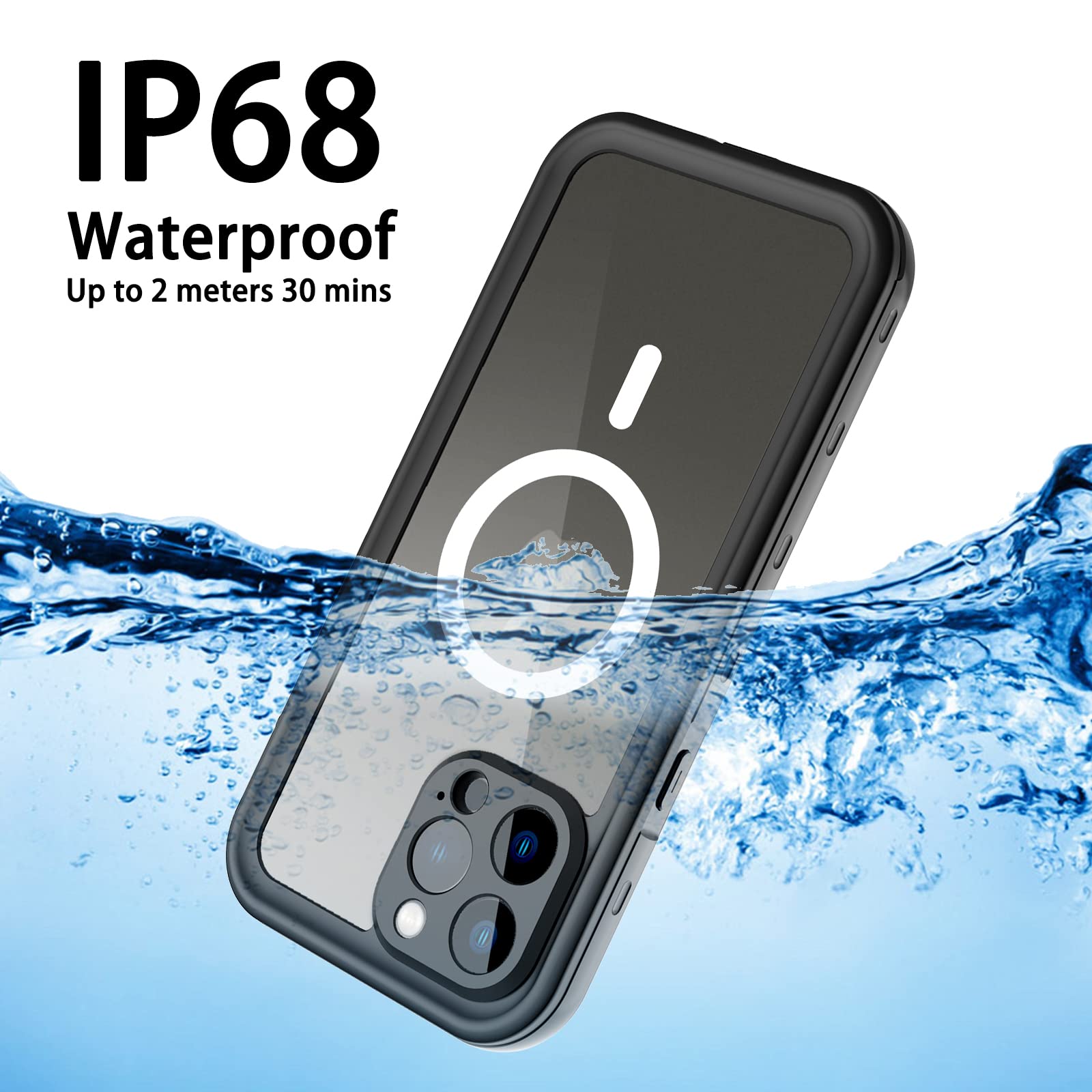 iPhone 13 Pro Case, Waterproof & Shockproof Phone Case, Full Protection, IP68, 6.1 Inch, Black
