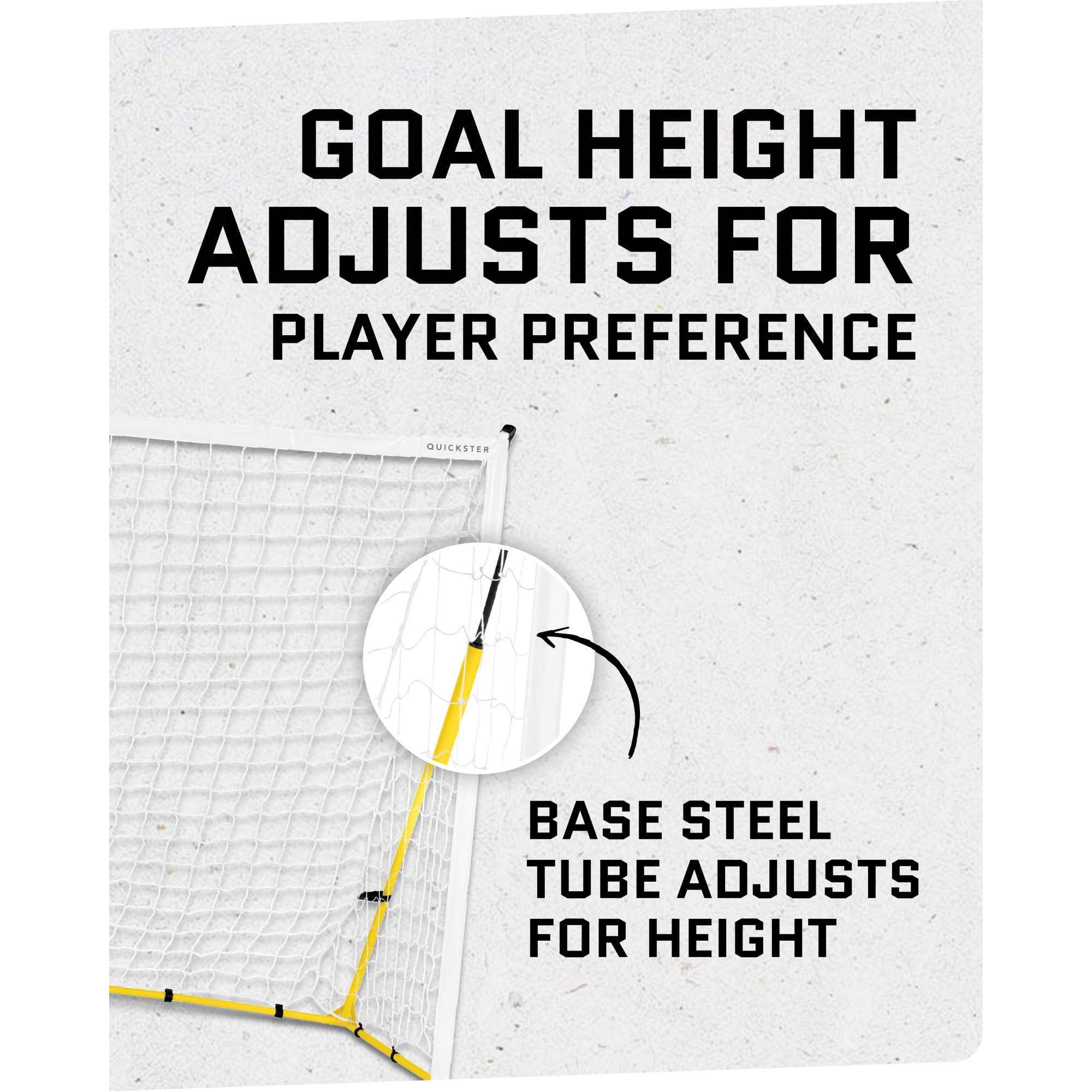 SKLZ Quickster Soccer Goal - Portable Goal for Backyard & Field - Durable Tension-Tite Frame & Heavy Gauge 2-Ply Net - Adjustable Click-Lock Poles, Metal Stakes - Carrying Case with Handle