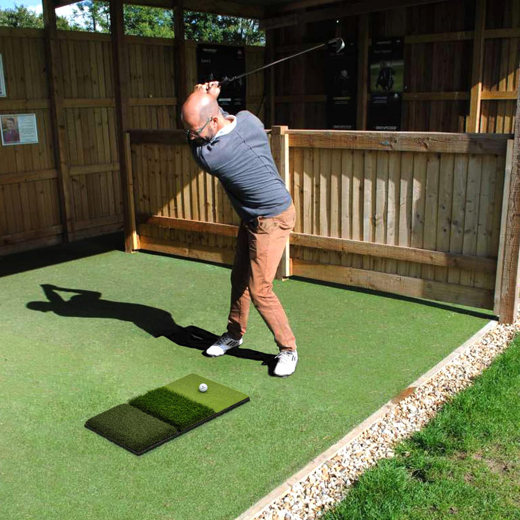 SAPLIZE Foldable Heavy-Duty Golf Hitting Mat with 10mm EVA Backing for Indoor/Outdoor Swing & Chipping, Golf Accessories & Gift for Men & Women