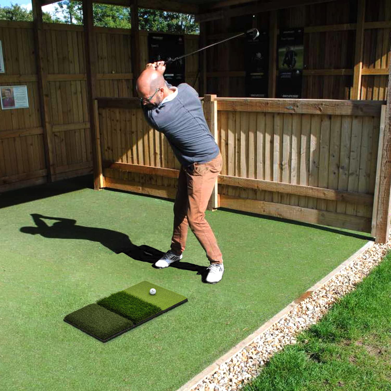 SAPLIZE Foldable Heavy-Duty Golf Hitting Mat with 10mm EVA Backing for Indoor/Outdoor Swing & Chipping, Golf Accessories & Gift for Men & Women