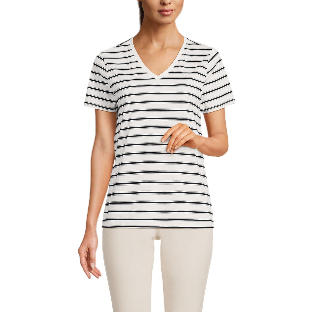 Lands' End Women's Relaxed American-Grown Supima Cotton V-Neck T-Shirt
