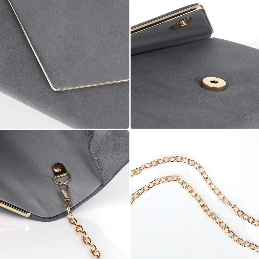 BBjinronjy Clutch Purse for Women Evening Bags Handbags for Wedding Party Cocktail Prom Faux Suede Crossbody Shoulder Bag