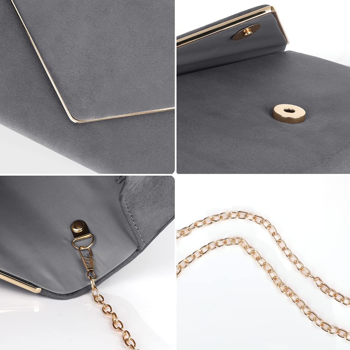 BBjinronjy Clutch Purse for Women Evening Bags Handbags for Wedding Party Cocktail Prom Faux Suede Crossbody Shoulder Bag