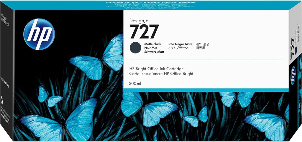 HP 727 Matte Black High-Yield Ink Cartridge, C1Q12A