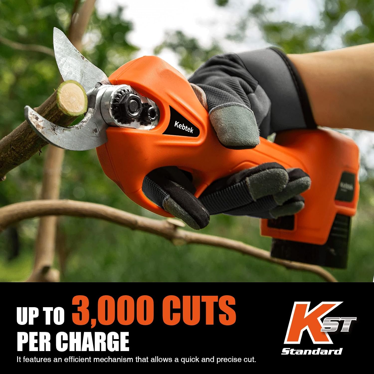 Pruning Shear Battery Powered, Kebtek Cordless Portable Electric Pruner with 2×2Ah Batteries 6-8H Runtime -16.8V 25MM/ Cutting Diameter, Lightweight 880g for Garden Tree Branch Pruning